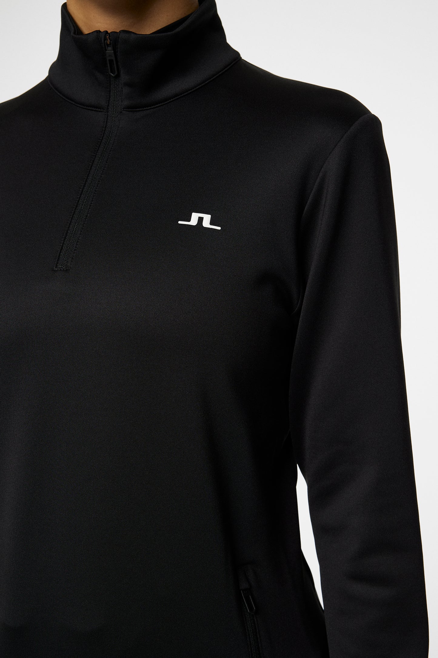 W Aerial Quarter Zip Mid Layer in Black by J.Lindeberg