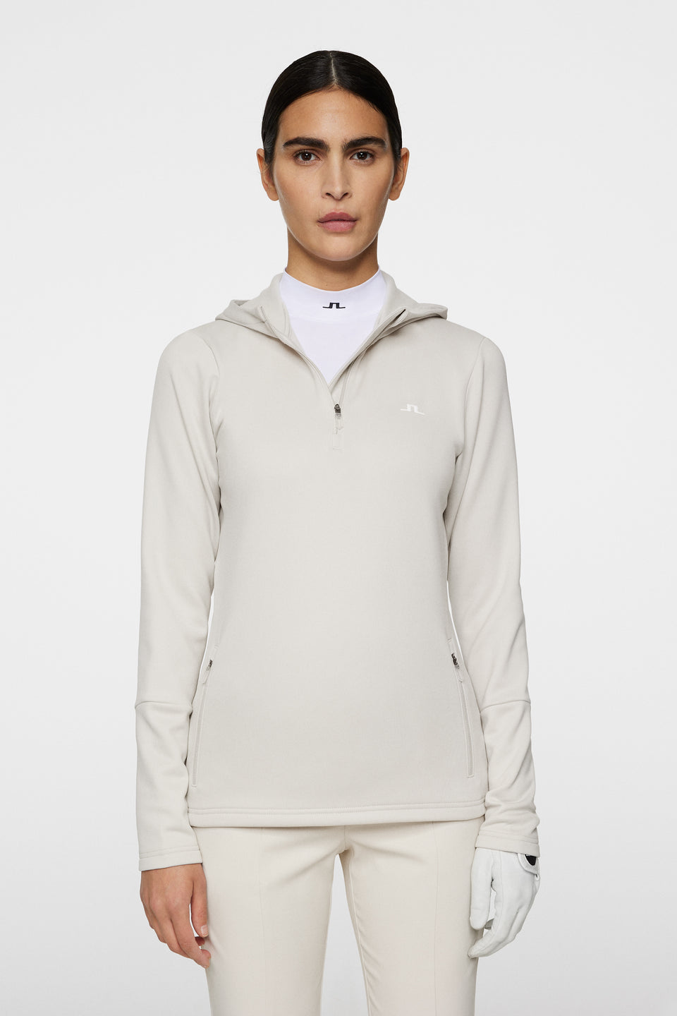 W Aerial Quarter Zip Hood / Moonbeam