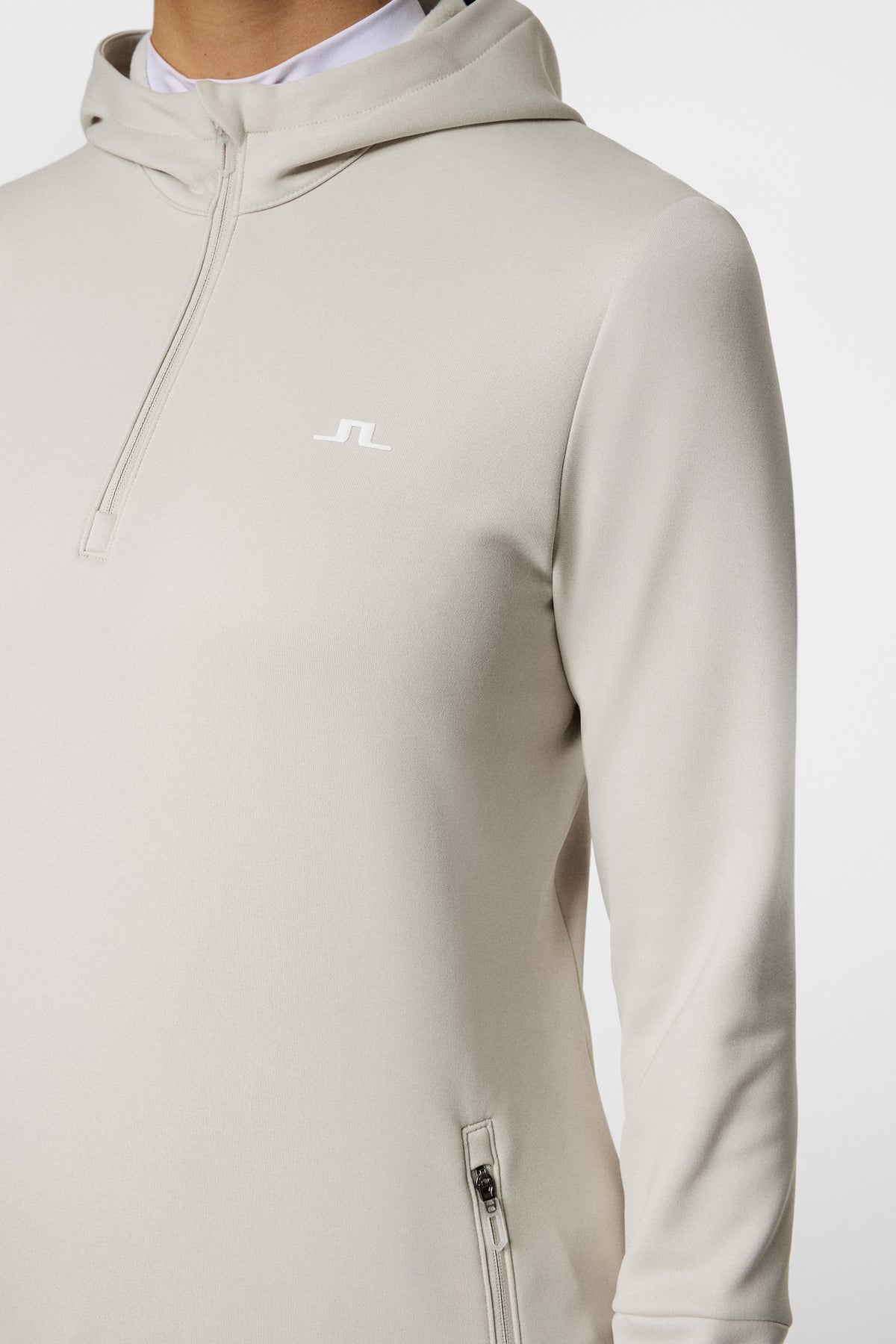 W Aerial Quarter Zip Hood in Moonbeam by J.Lindeberg