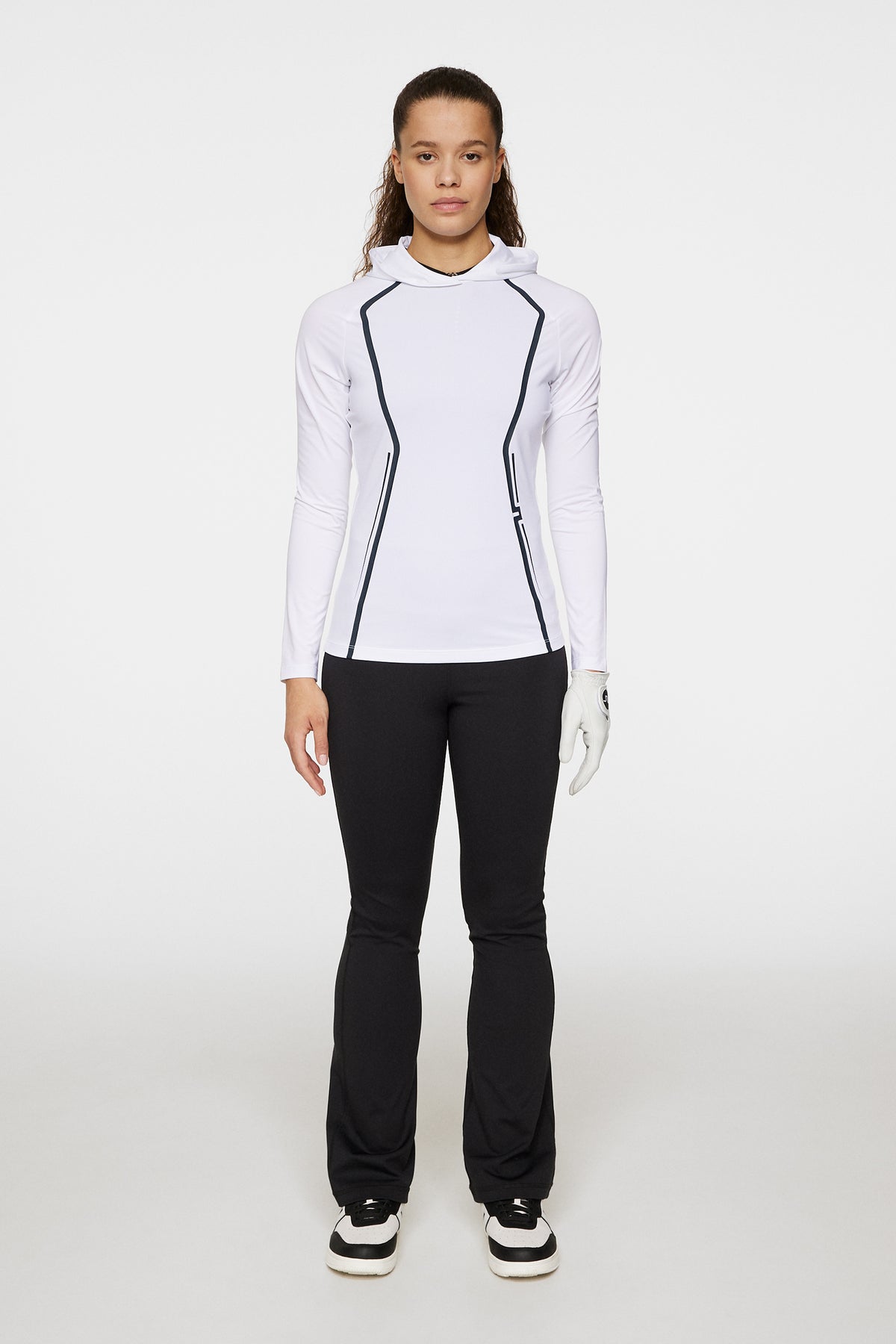 Lina Hood Mid Layer in White by J.Lindeberg