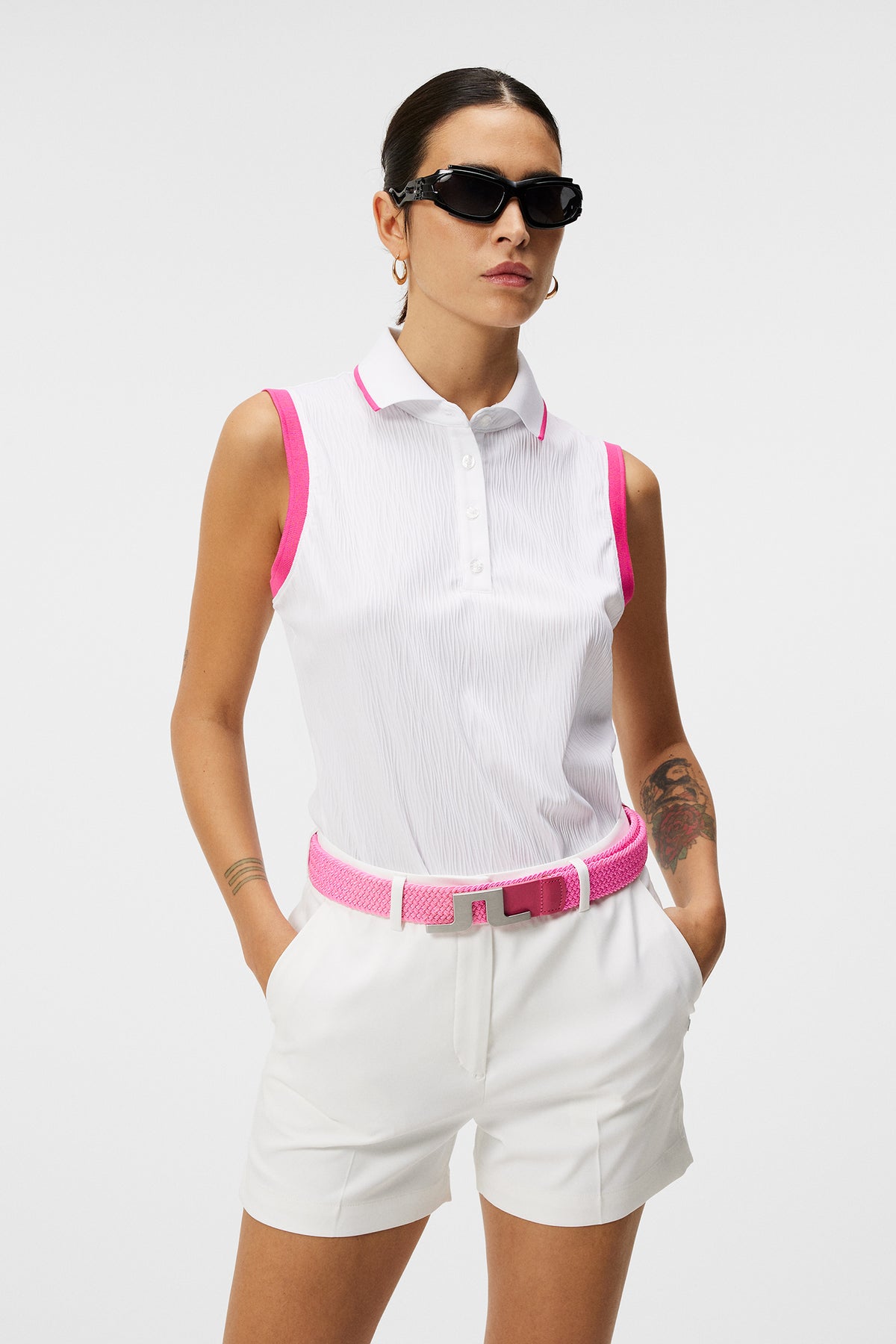 Lila Sleeveless Top in White by J.Lindeberg