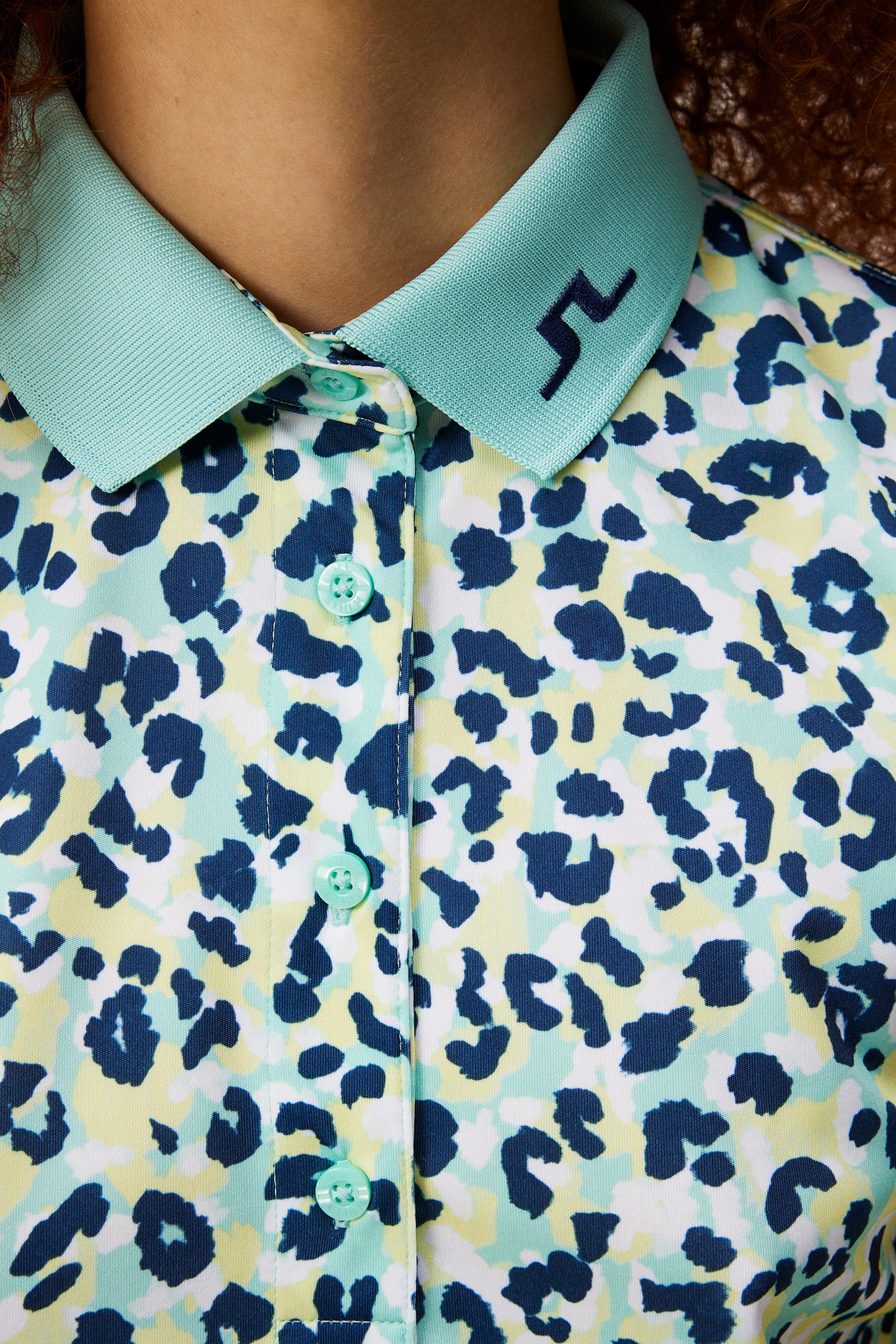 Tour Tech Print Polo in Leopard Aruba Blue by J.Lindeberg