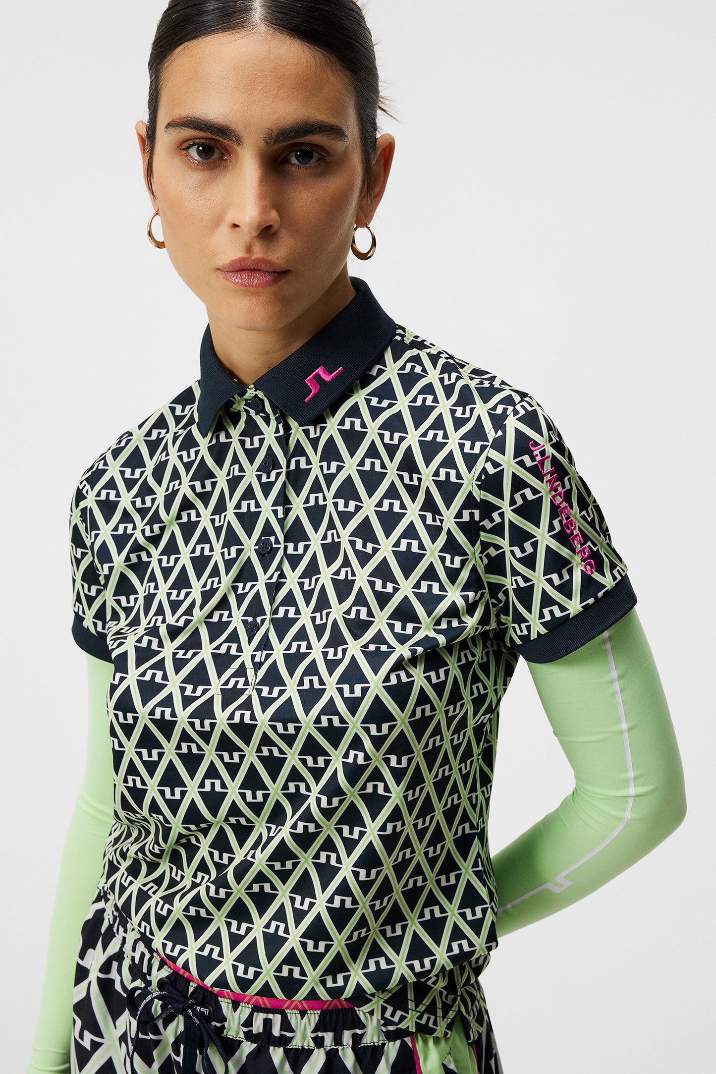 Tour Tech Print Polo in Geo JL Navy by J.Lindeberg