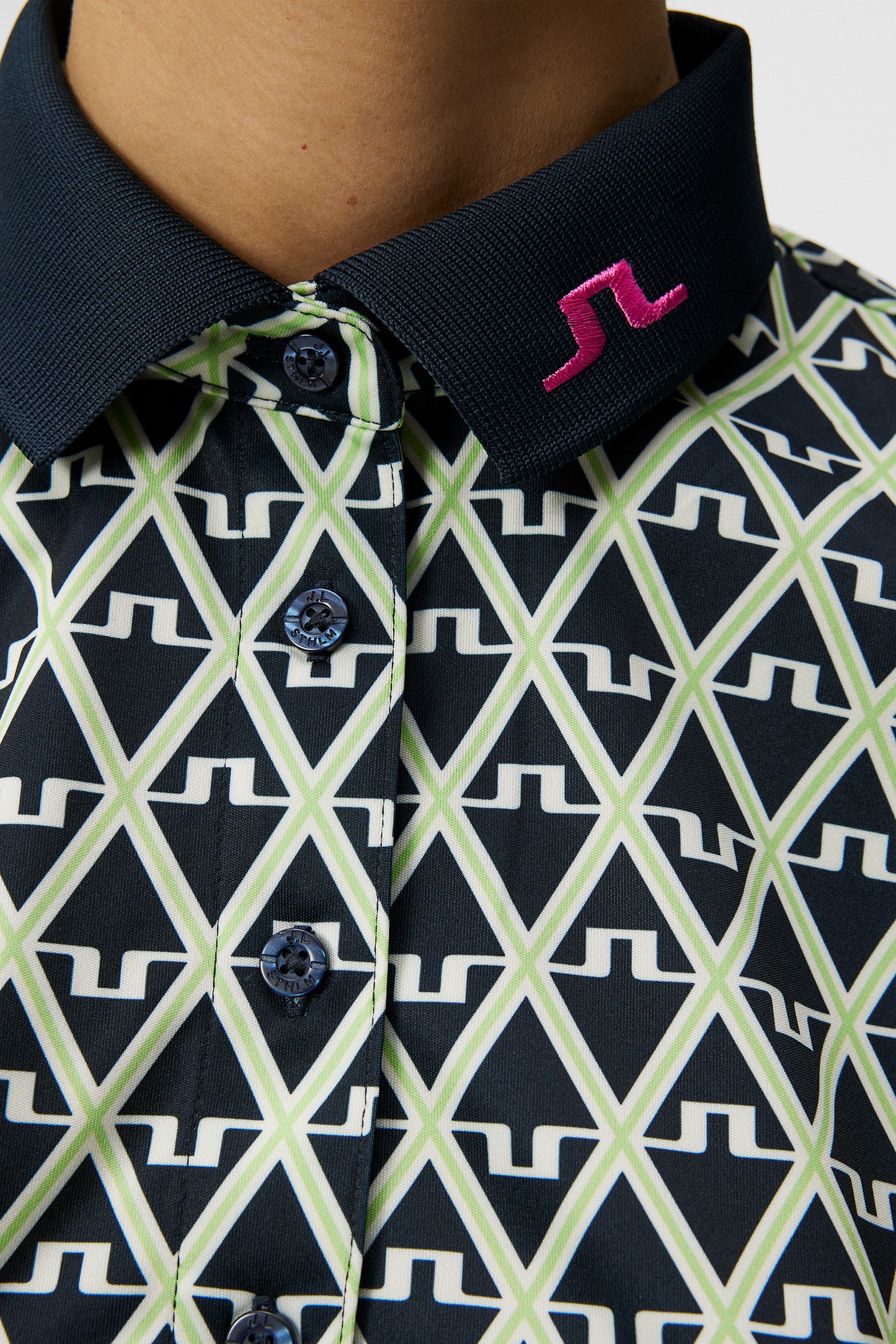Tour Tech Print Polo in Geo JL Navy by J.Lindeberg