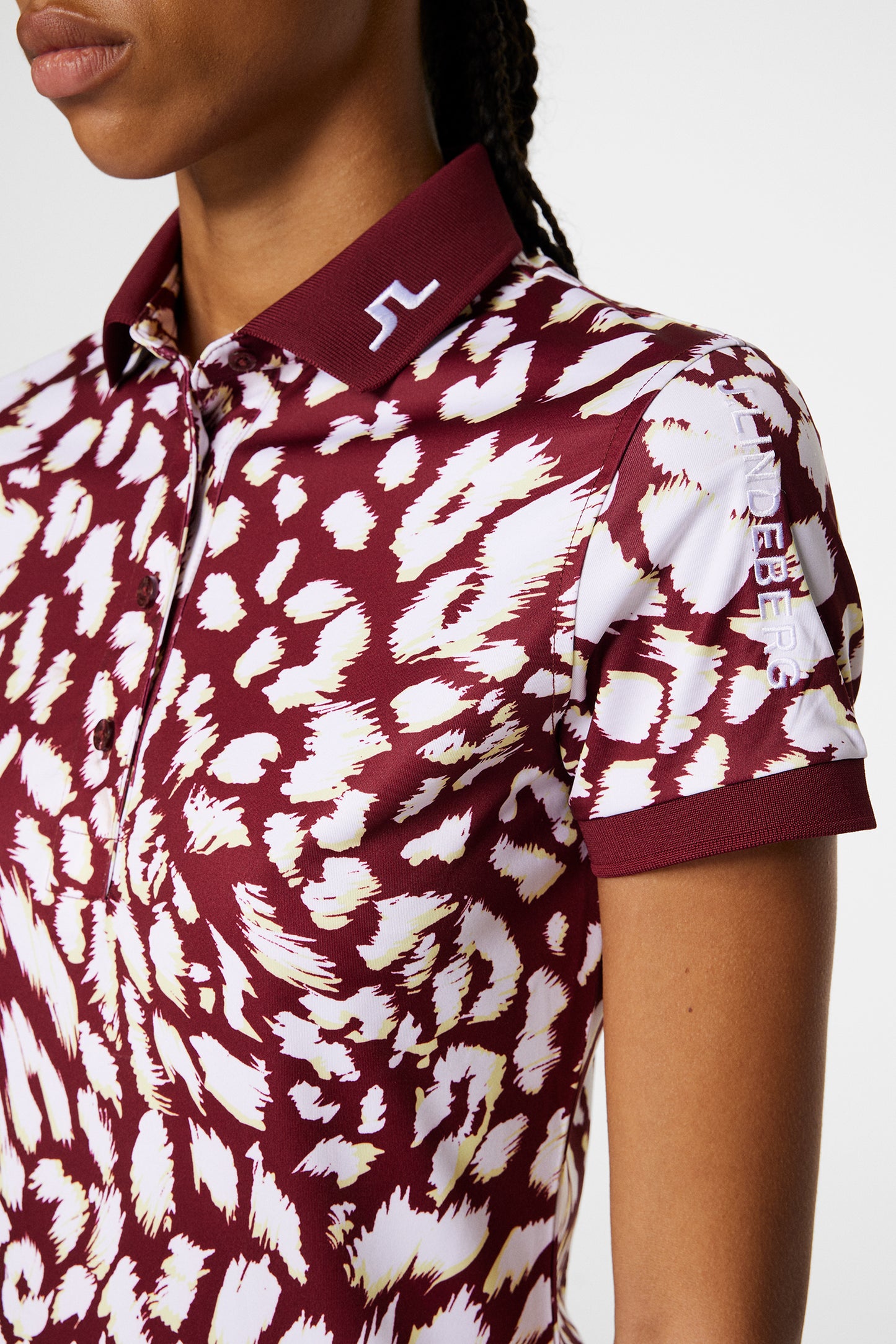 Tour Tech Print Polo in Glitch Leo Lime by J.Lindeberg