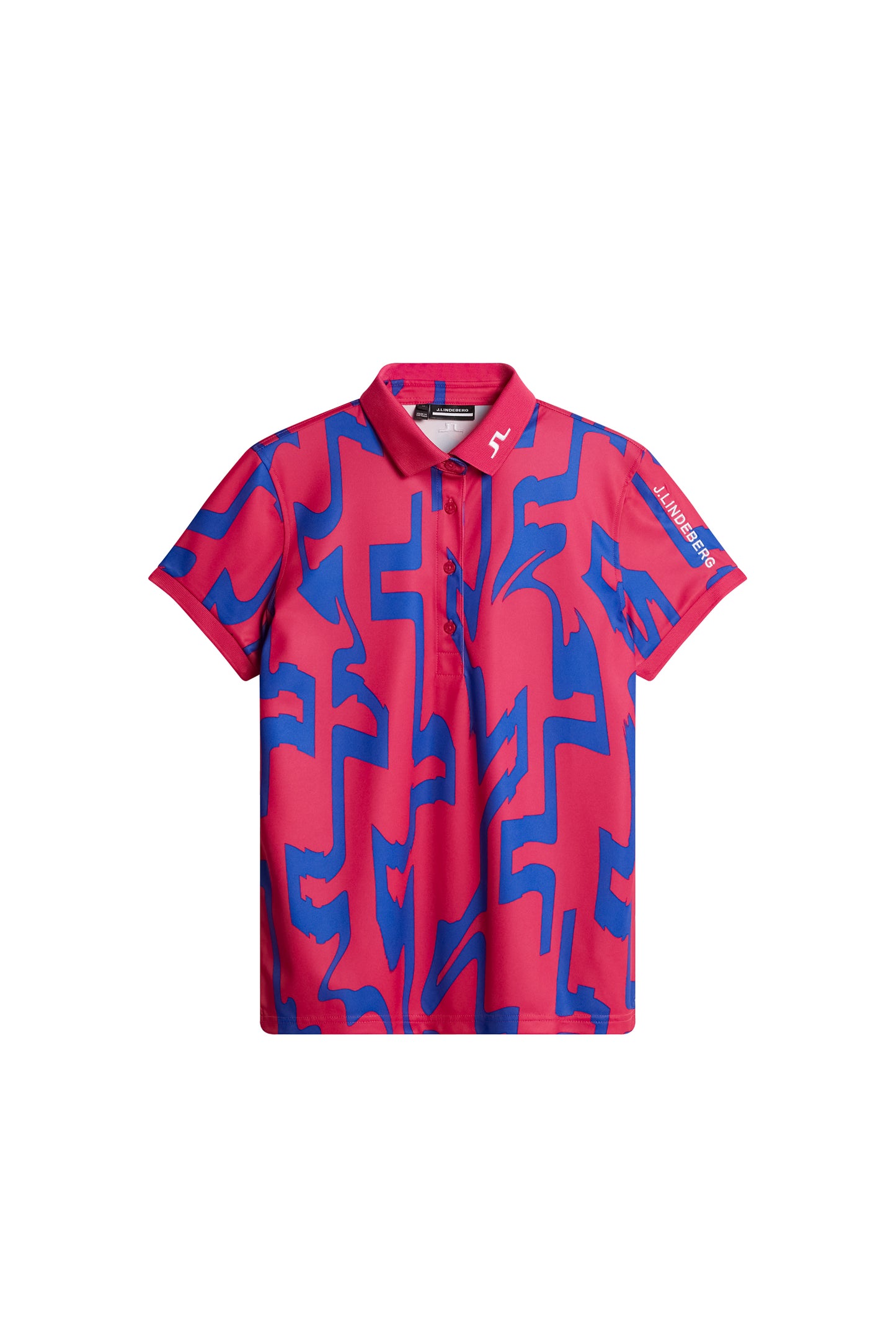 Tour Tech Print Polo in Glitch Bridge Pink by J.Lindeberg