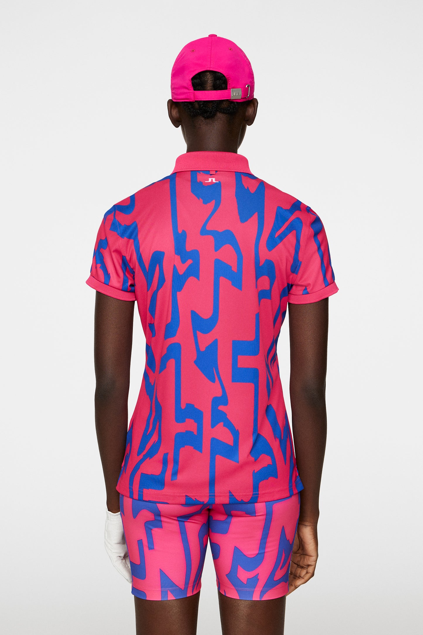 Tour Tech Print Polo in Glitch Bridge Pink by J.Lindeberg