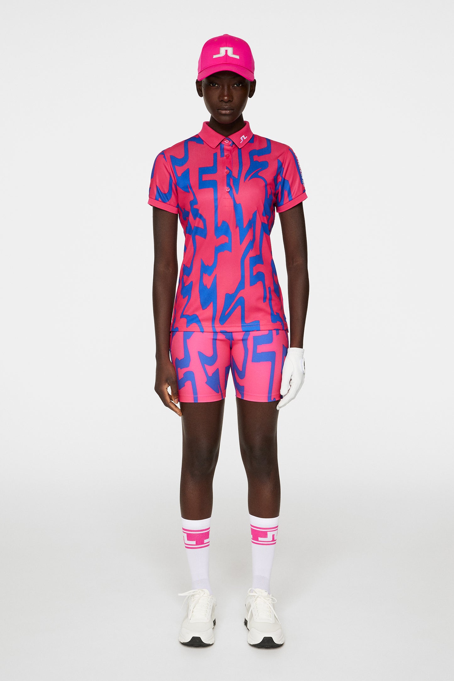 Tour Tech Print Polo in Glitch Bridge Pink by J.Lindeberg