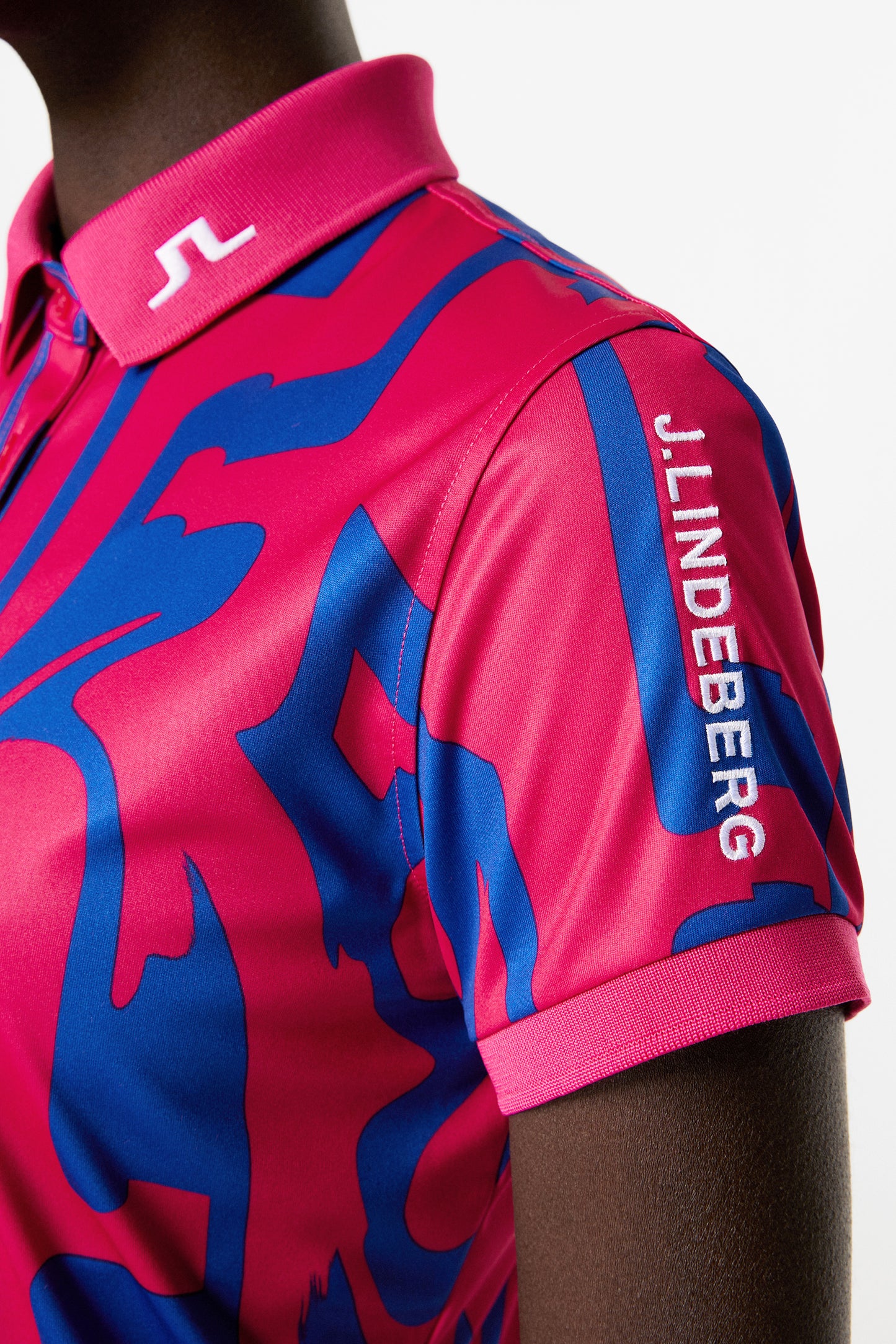Tour Tech Print Polo in Glitch Bridge Pink by J.Lindeberg
