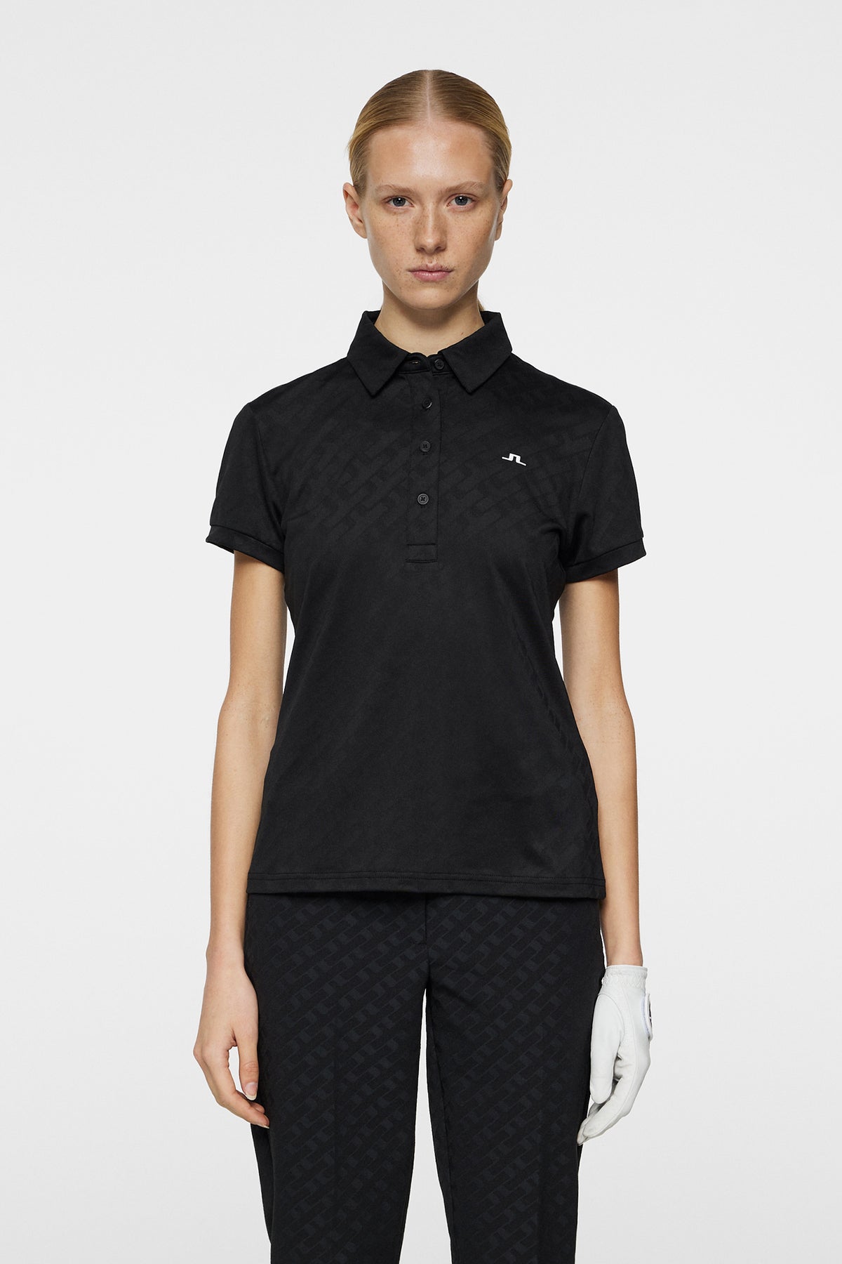 Alaya Jacquard Polo in Black by J.Lindeberg