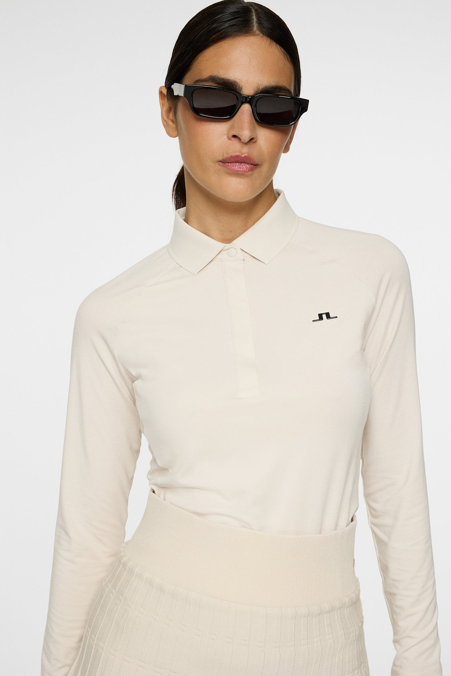 Flor Long Sleeve Polo in Moonbeam by J.Lindeberg