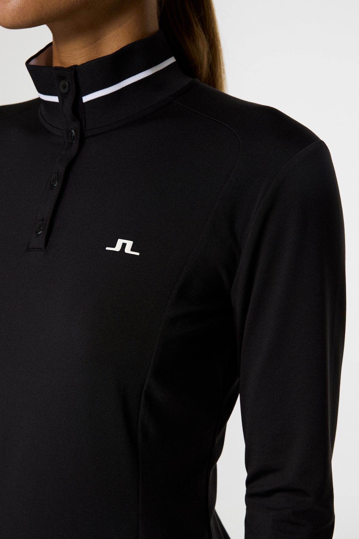 Hertta Long Sleeve Polo in Black by J.Lindeberg
