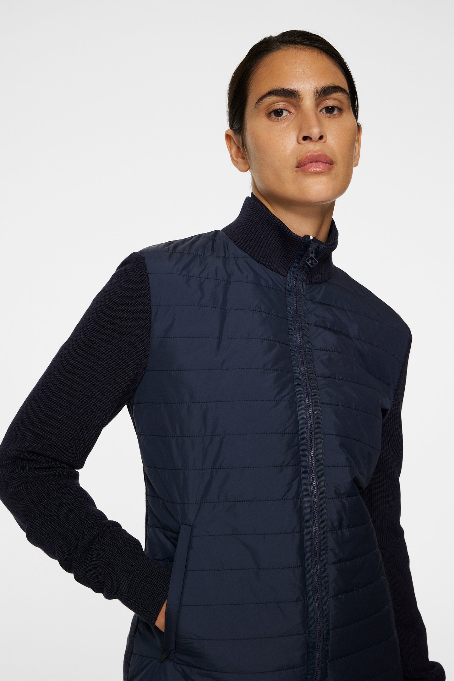 Wren Knitted Hybrid Jacket in JL Navy by J.Lindeberg