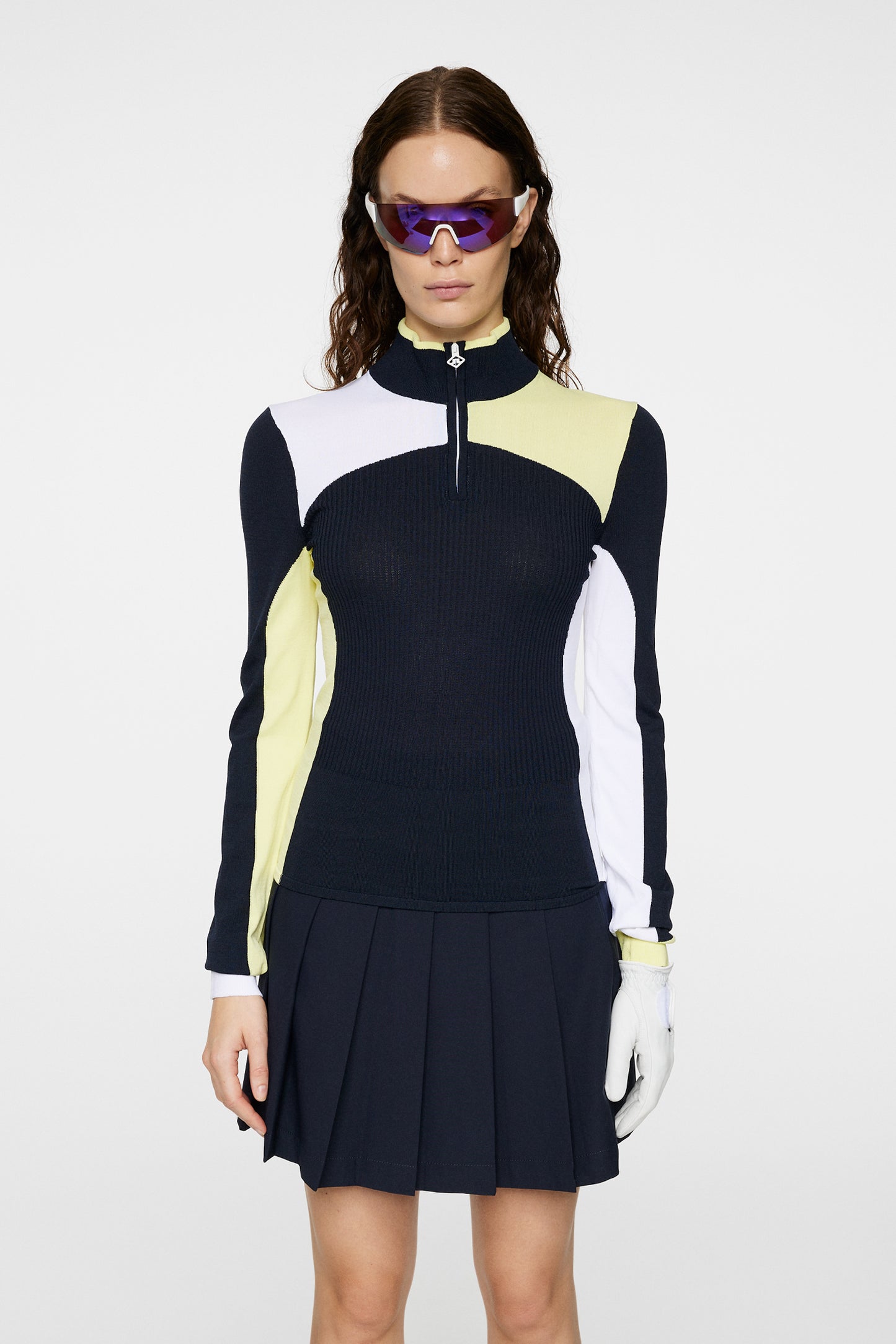 Deborah Knitted Zip Sweater in JL Navy by J.Lindeberg