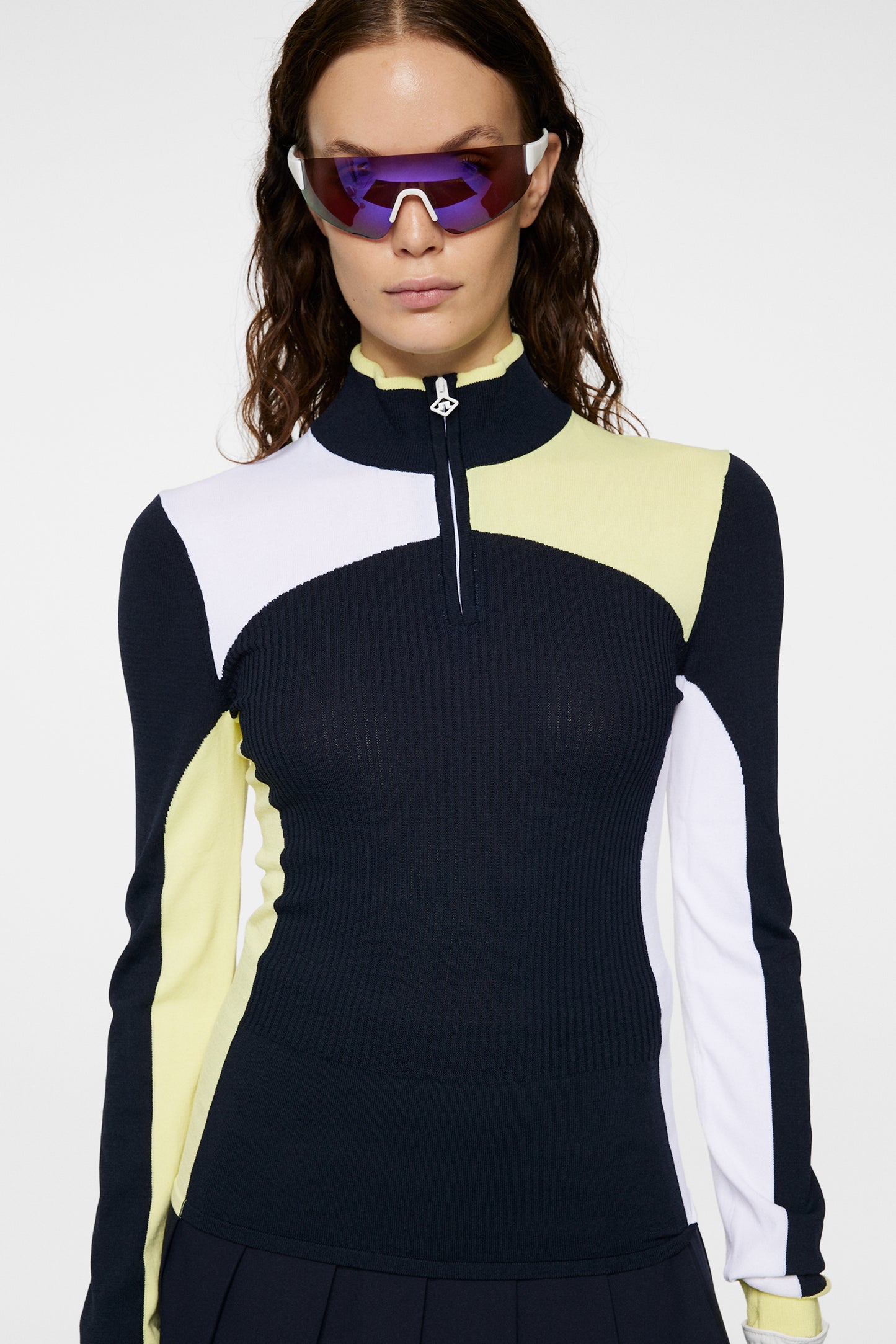Deborah Knitted Zip Sweater in JL Navy by J.Lindeberg