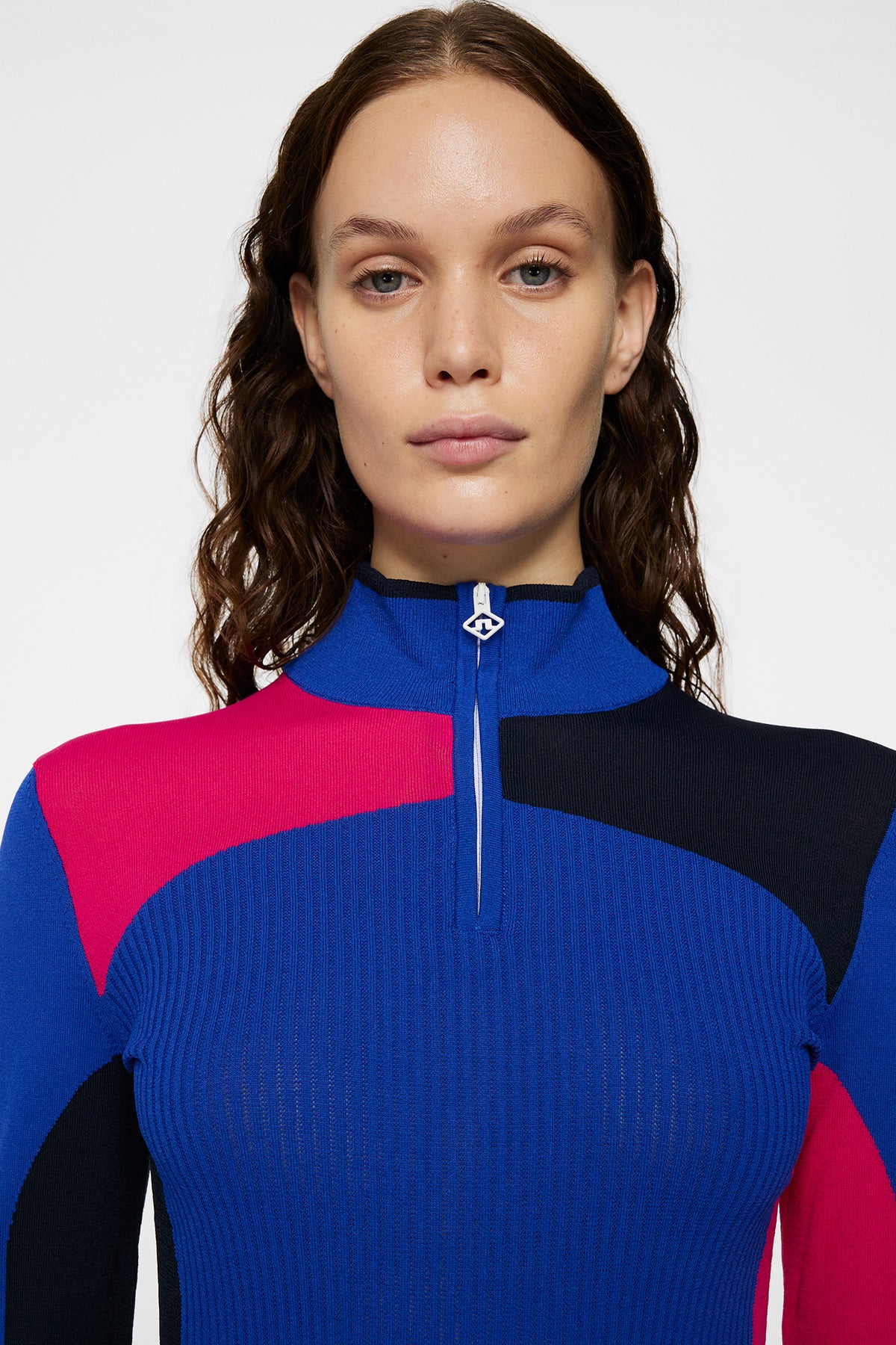 Deborah Knitted Zip Sweater in Club Blue by J.Lindeberg