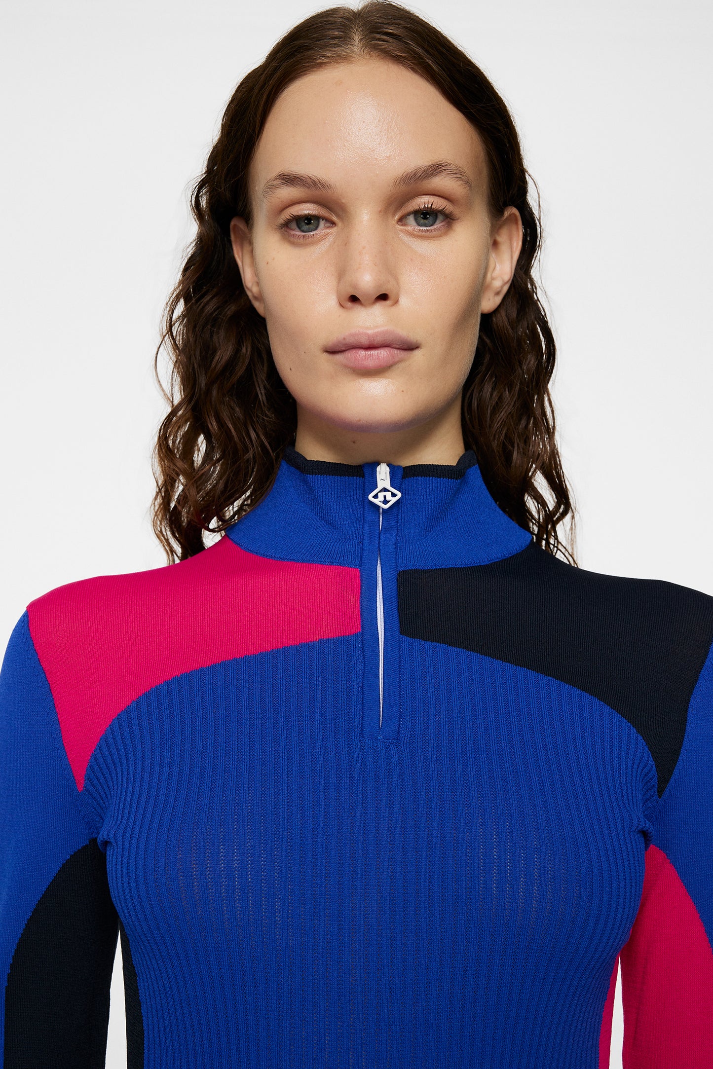 Deborah Knitted Zip Sweater in Club Blue by J.Lindeberg