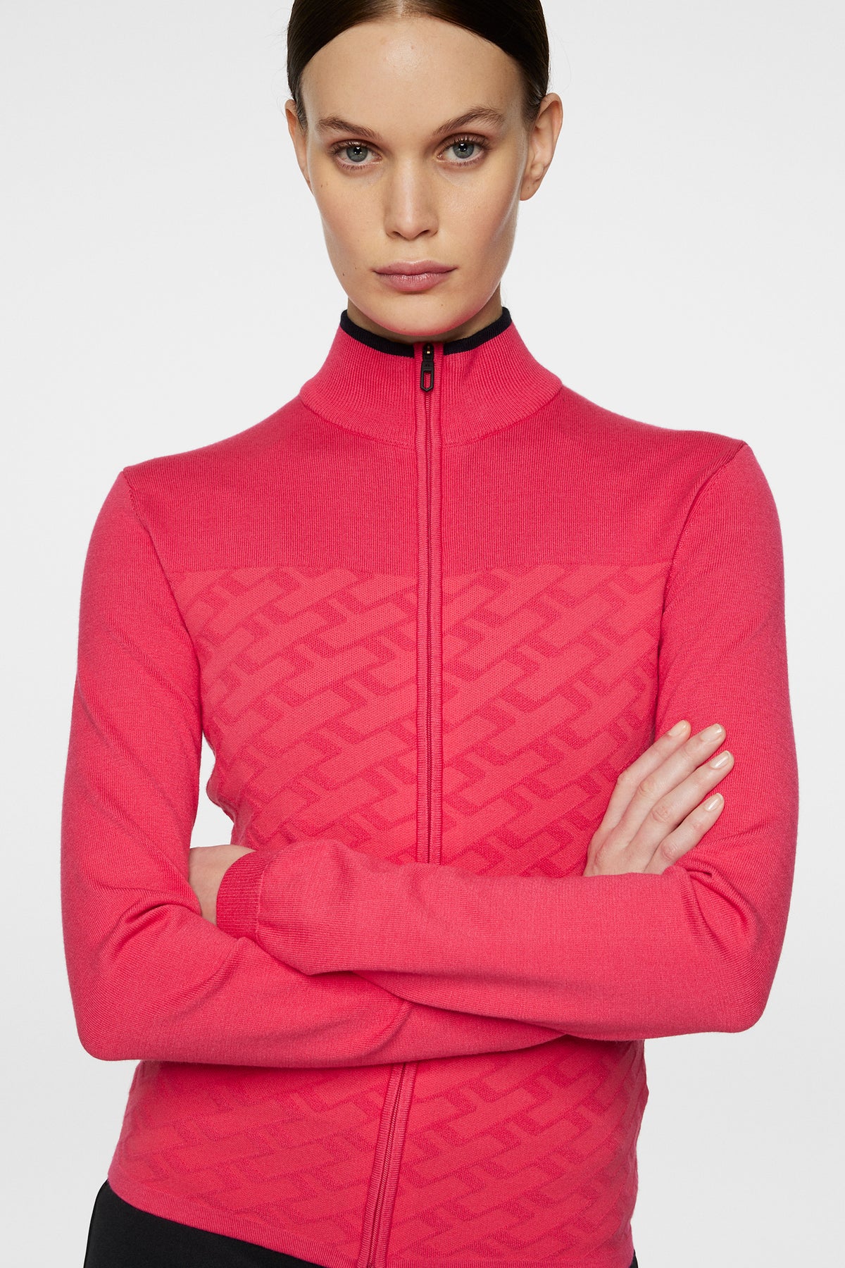 Anna Knitted Zip Sweater in Azalea by J.Lindeberg