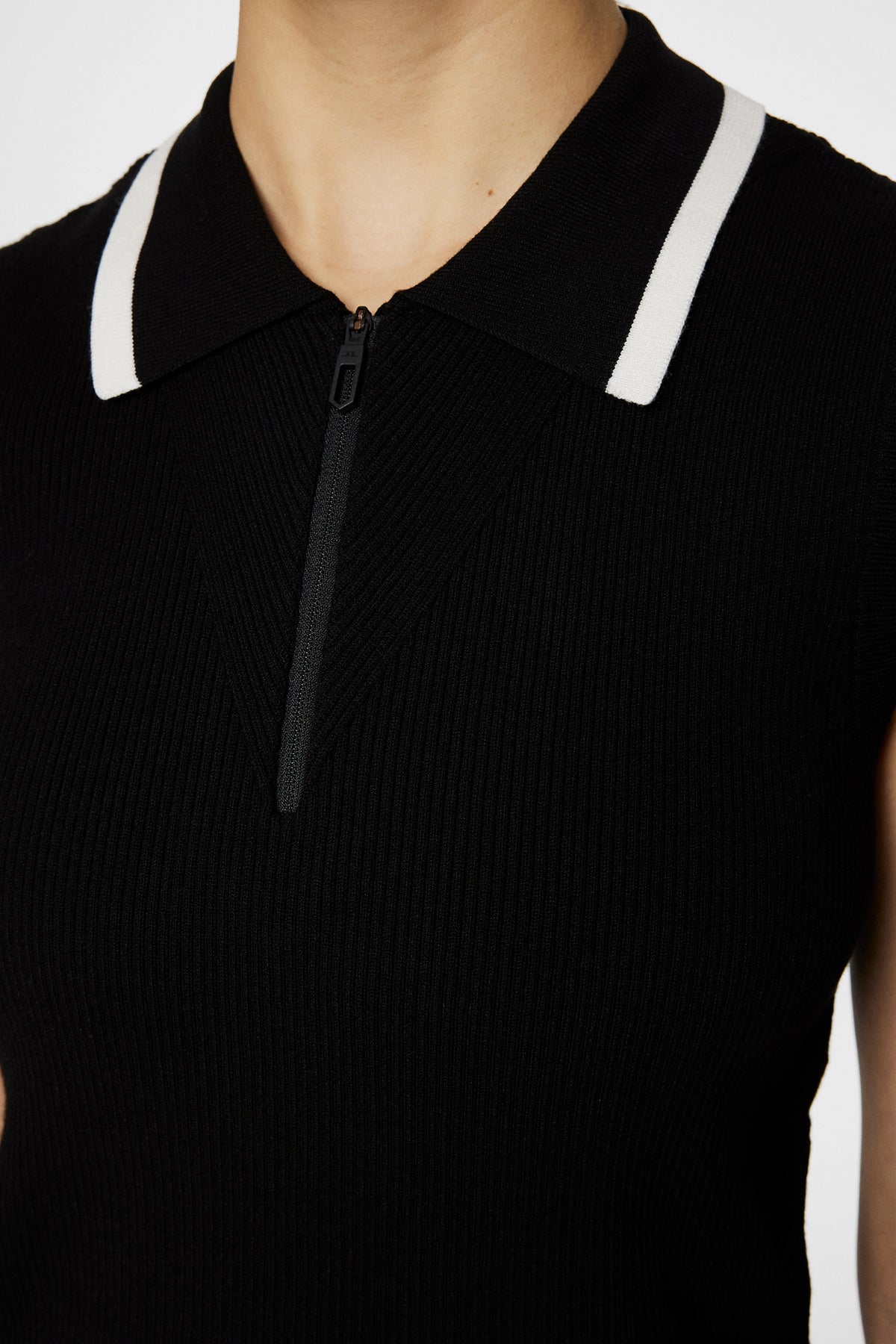 Ramona Knitted Polo Shirt in Black by J.Lindeberg