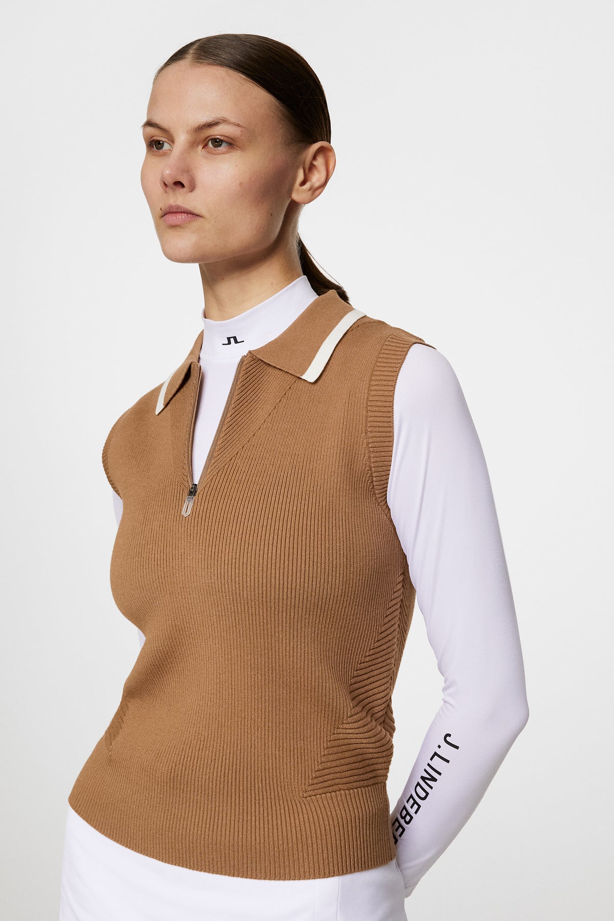 Ramona Knitted Polo Shirt in Tigers Eye by J.Lindeberg