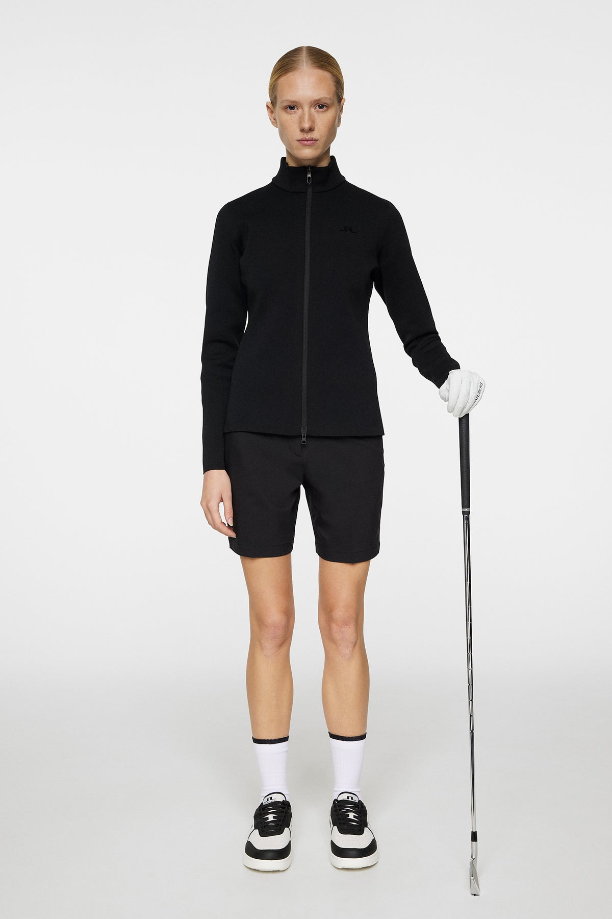 Bell Tech Knit Zip Sweater in Black by J.Lindeberg