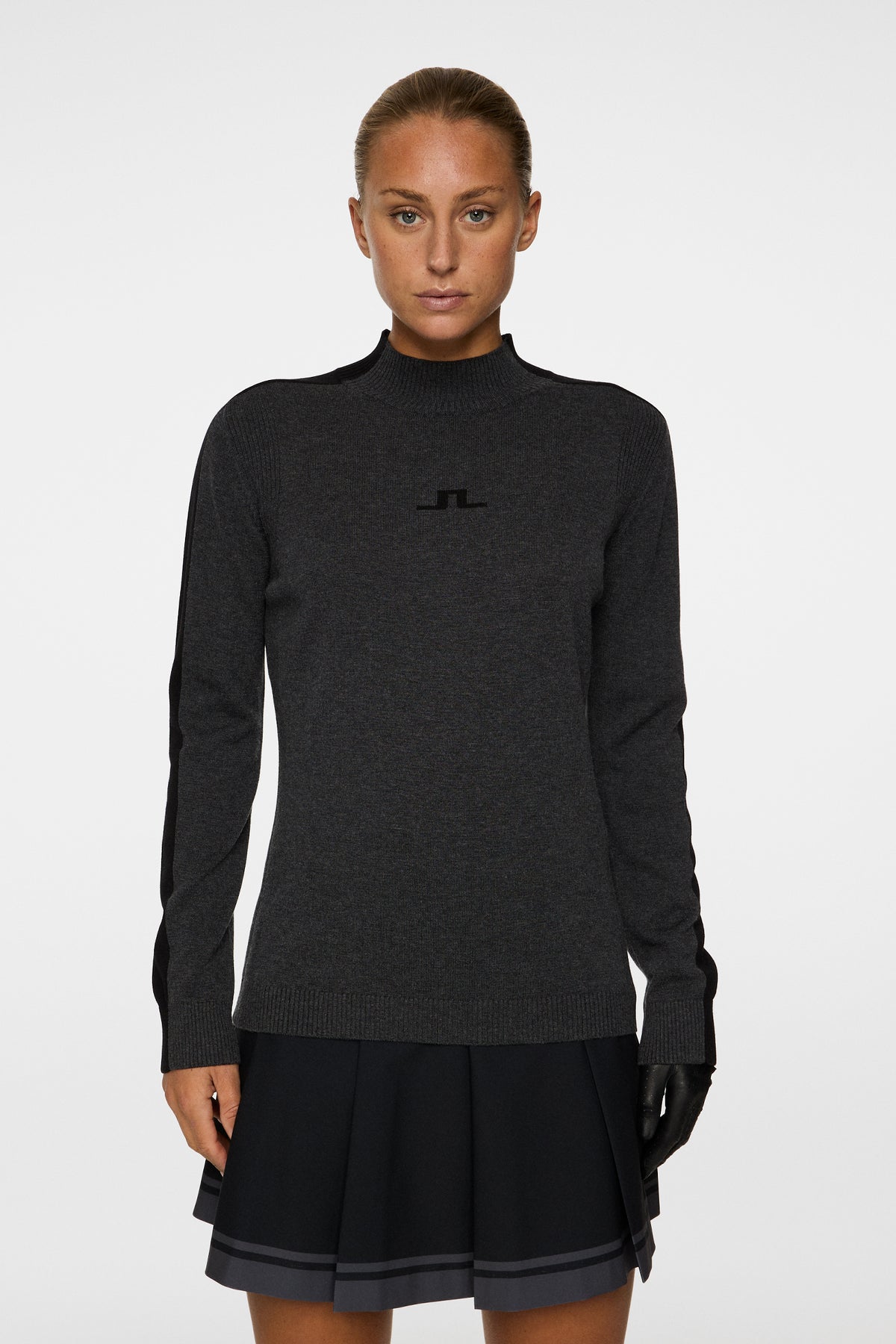 Adeline Knitted Sweater in Dark Grey Melange by J.Lindeberg
