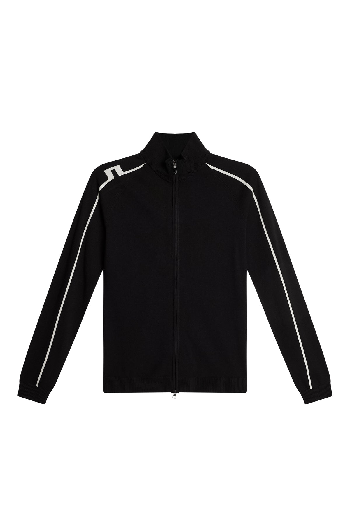 Aubree Knitted Zip Sweater in Black by J.Lindeberg