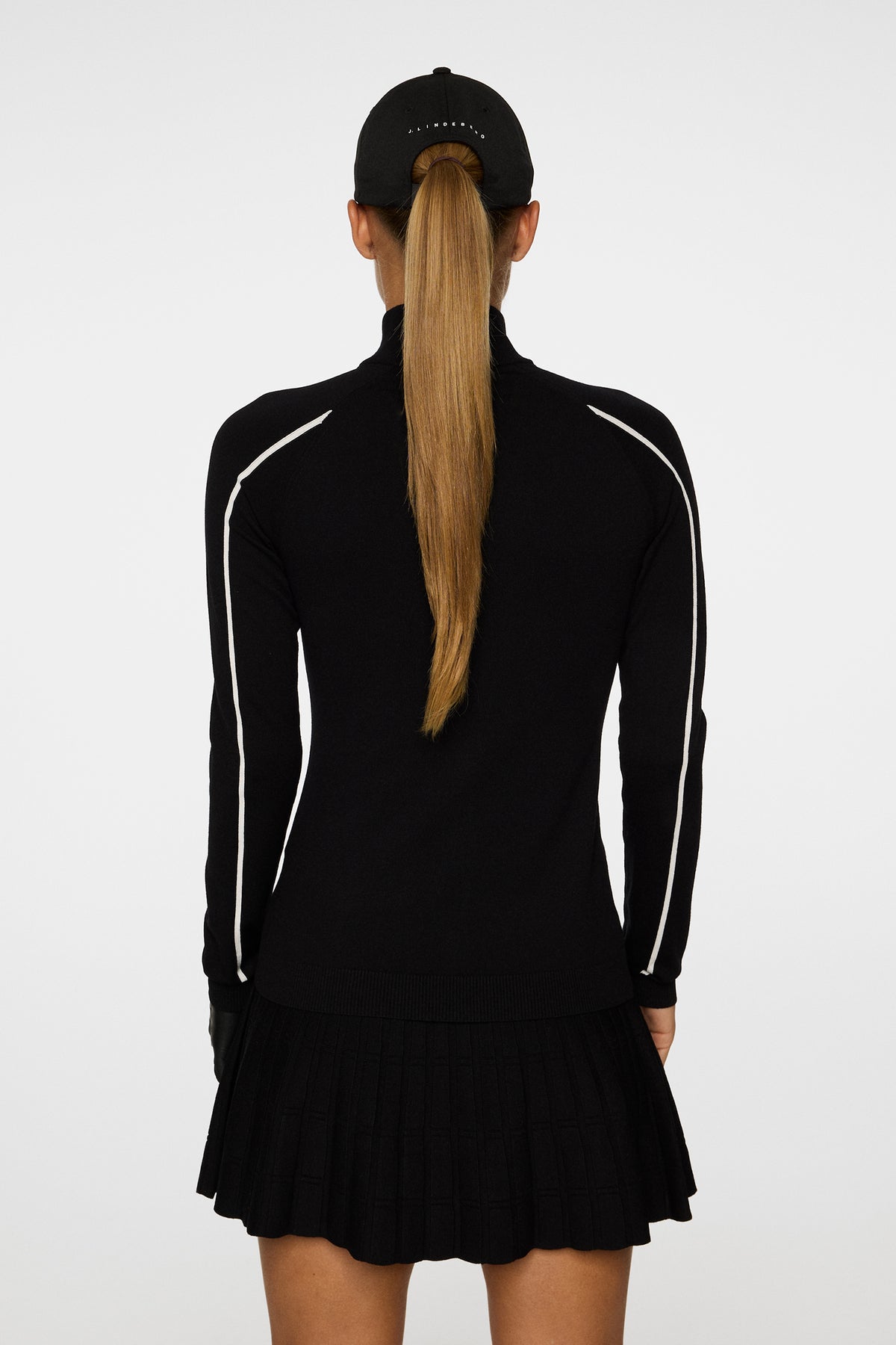 Aubree Knitted Zip Sweater in Black by J.Lindeberg