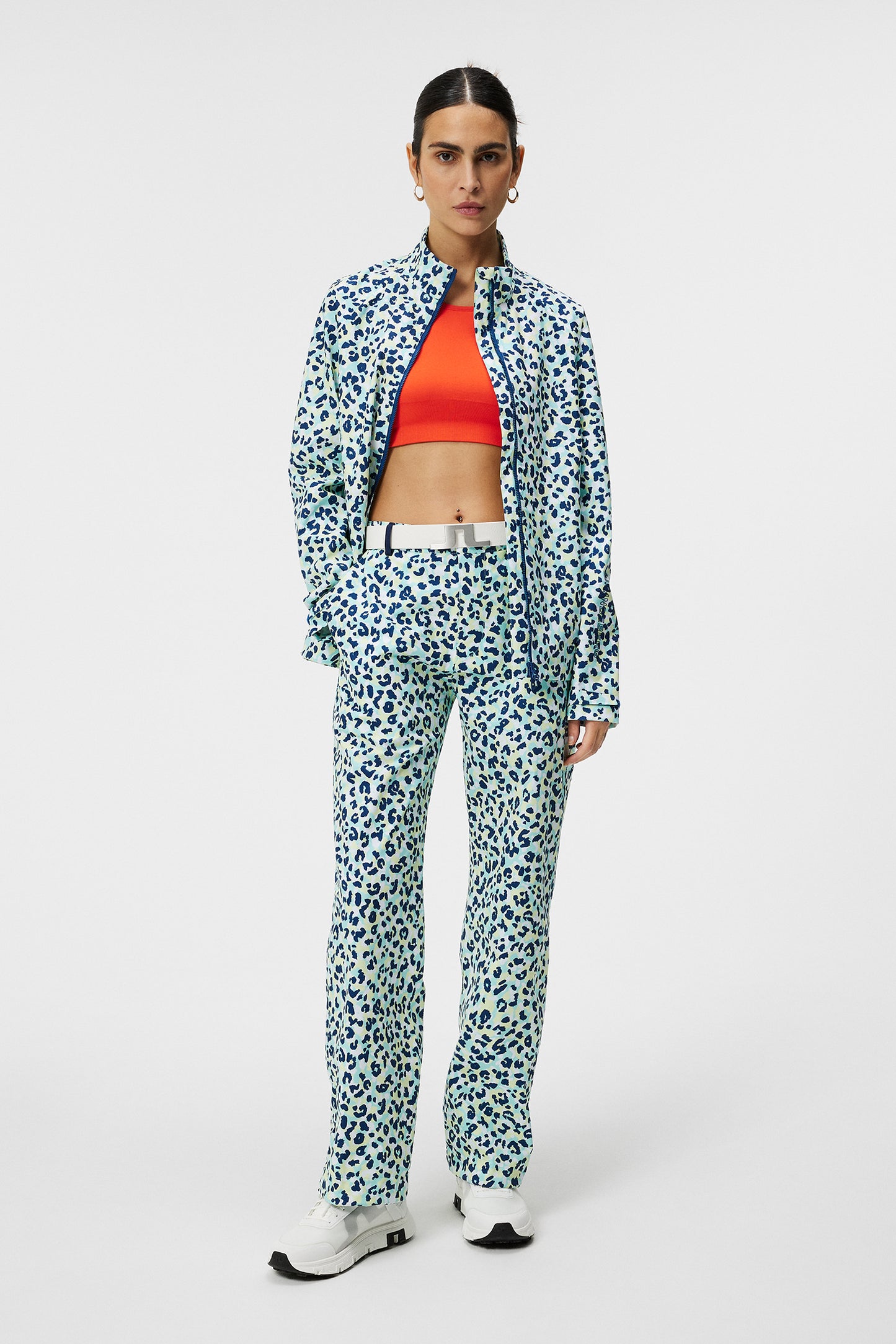 Evertine Rain Jacket Print in Leopard Aruba Blue by J.Lindeberg