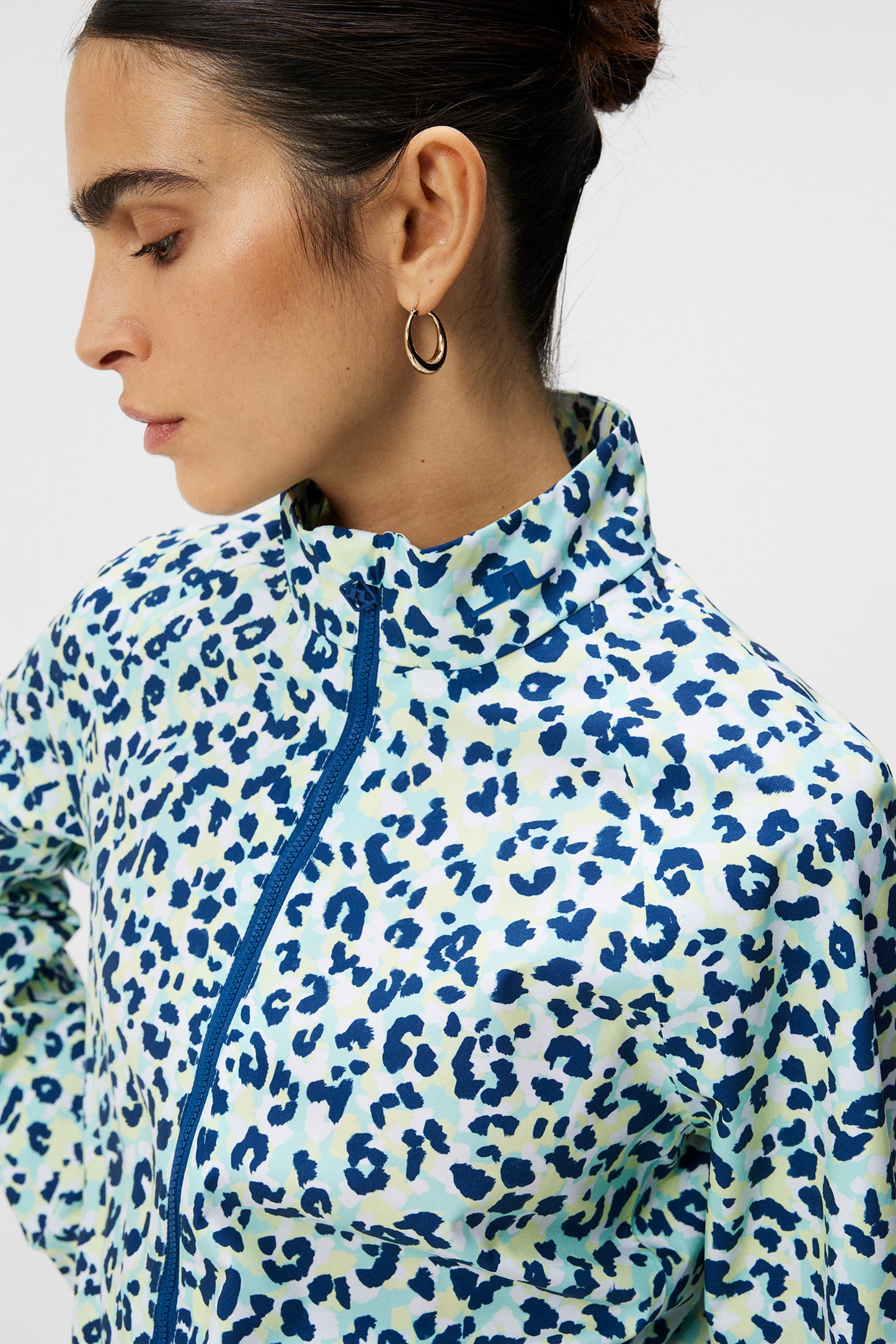 Evertine Rain Jacket Print in Leopard Aruba Blue by J.Lindeberg