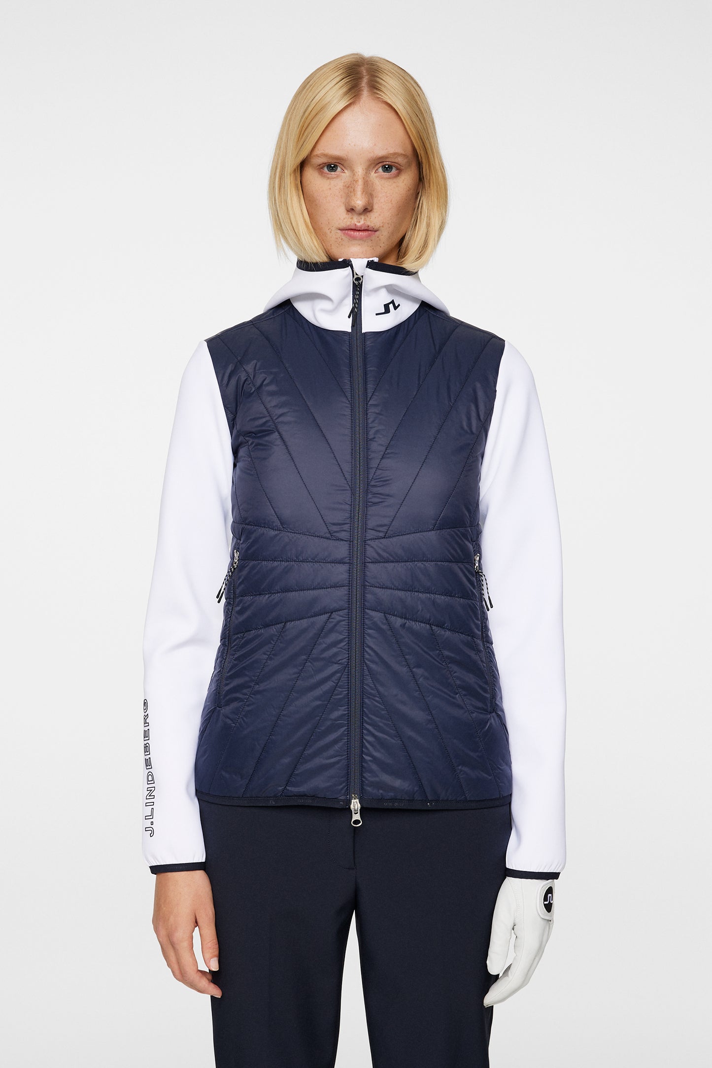 Holma Quilt Hybrid Hood in JL Navy by J.Lindeberg