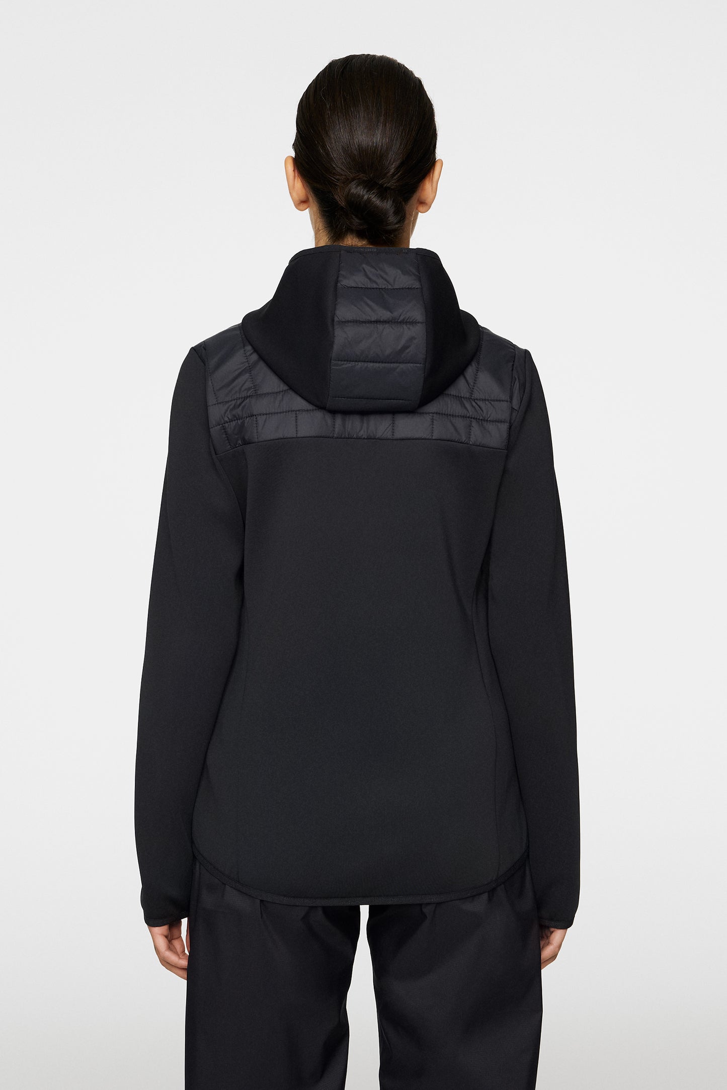 Holma Quilt Hybrid Hood in Black by J.Lindeberg