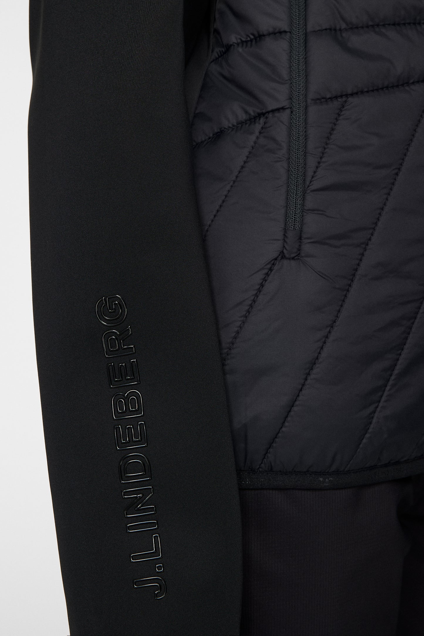 Holma Quilt Hybrid Hood in Black by J.Lindeberg
