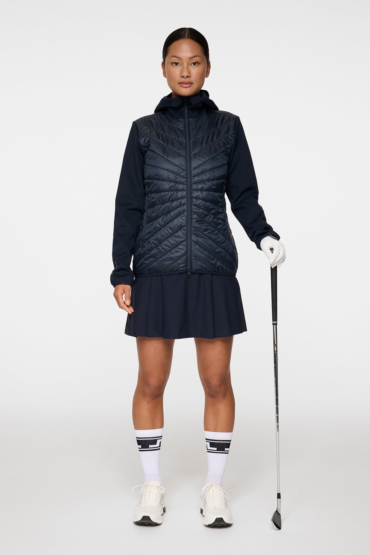 Madde Quilt Hybrid Hood in JL Navy by J.Lindeberg