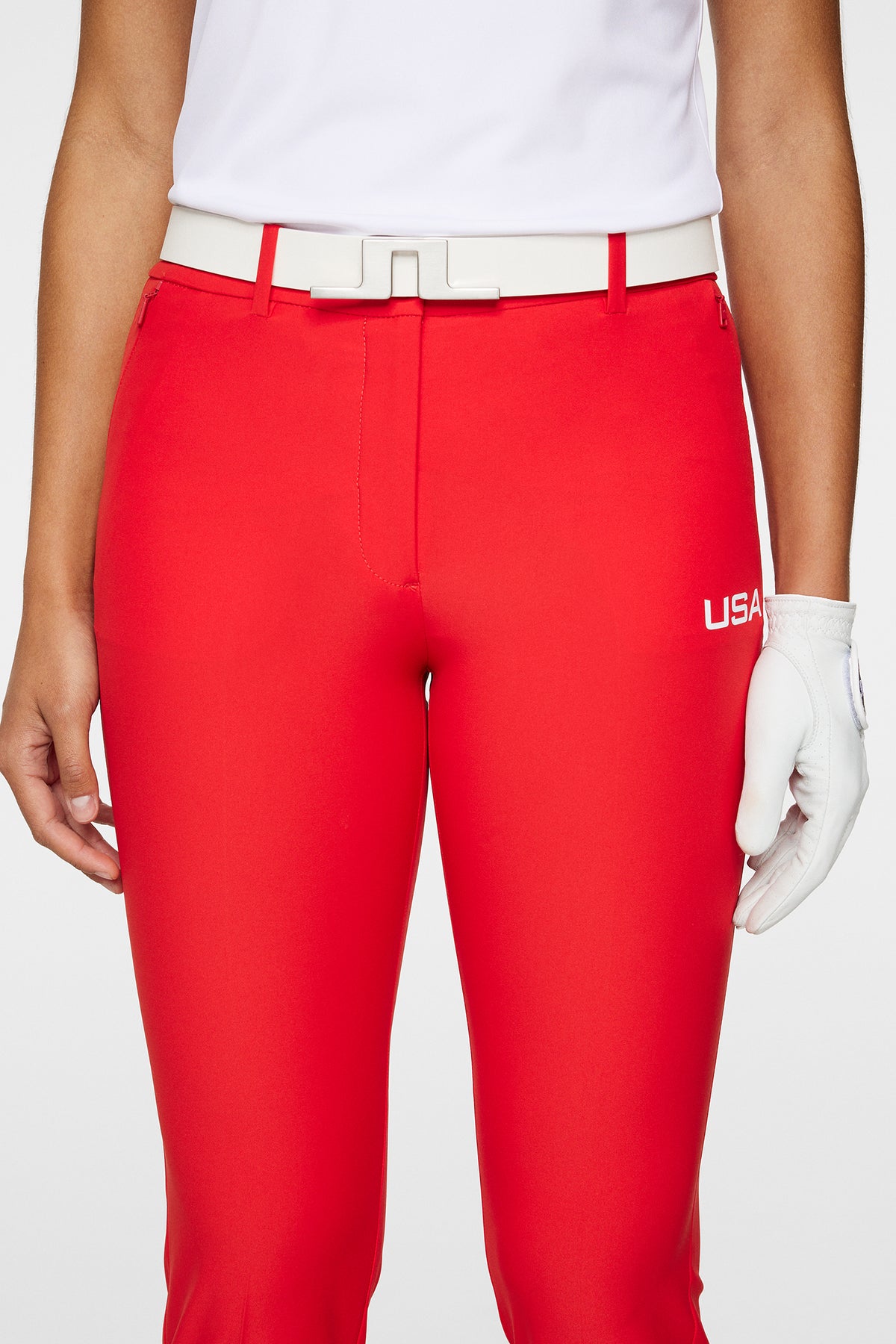 Pia Pant in Flame Scarlet by J.Lindeberg