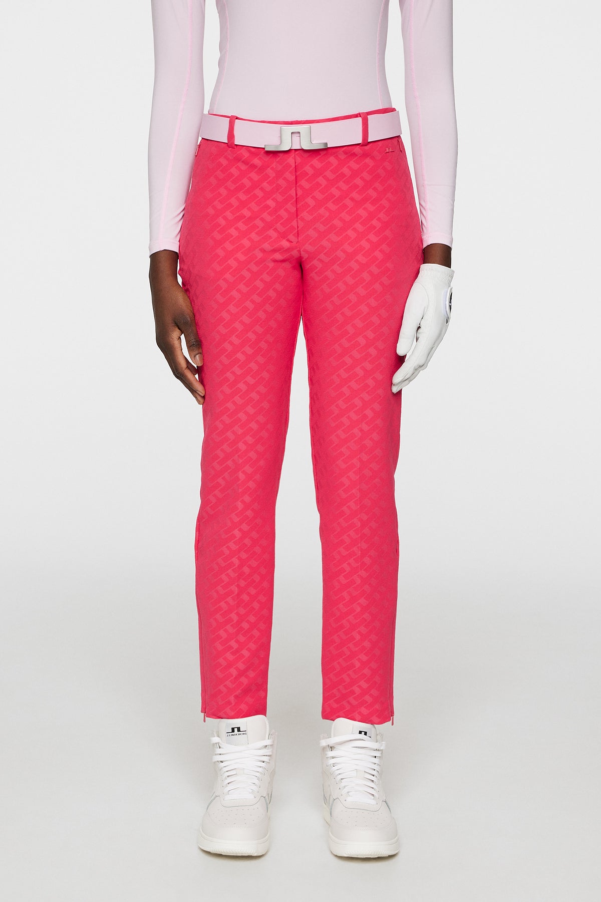 Pia Bridge Pant in Tour Geo Jacquard Pink M by J.Lindeberg