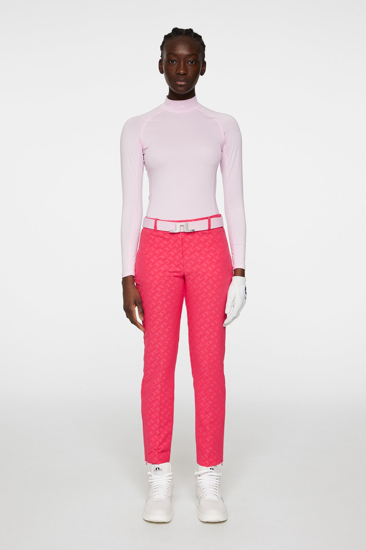 Pia Bridge Pant in Tour Geo Jacquard Pink M by J.Lindeberg