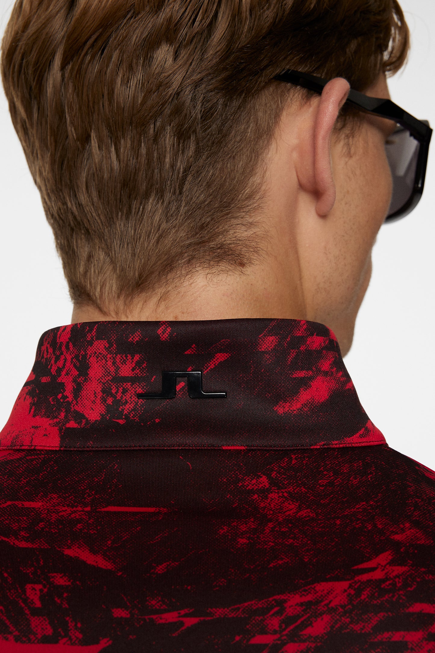 Eddie Print Mid Layer in Mountain Glitch Red by J.Lindeberg