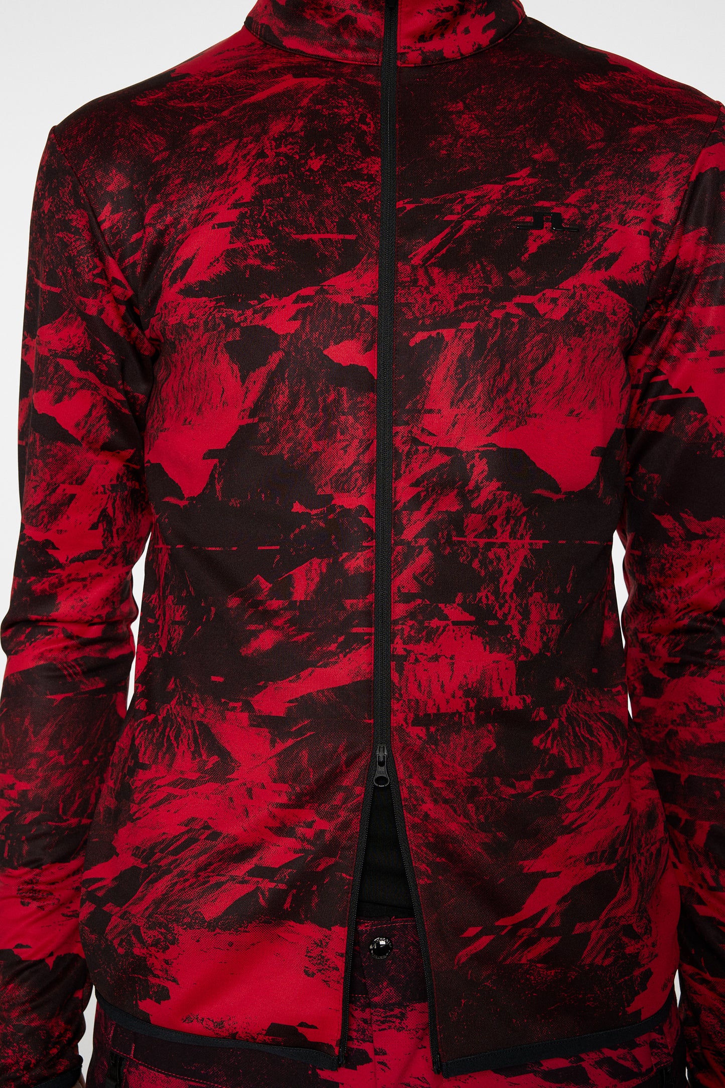 Eddie Print Mid Layer in Mountain Glitch Red by J.Lindeberg