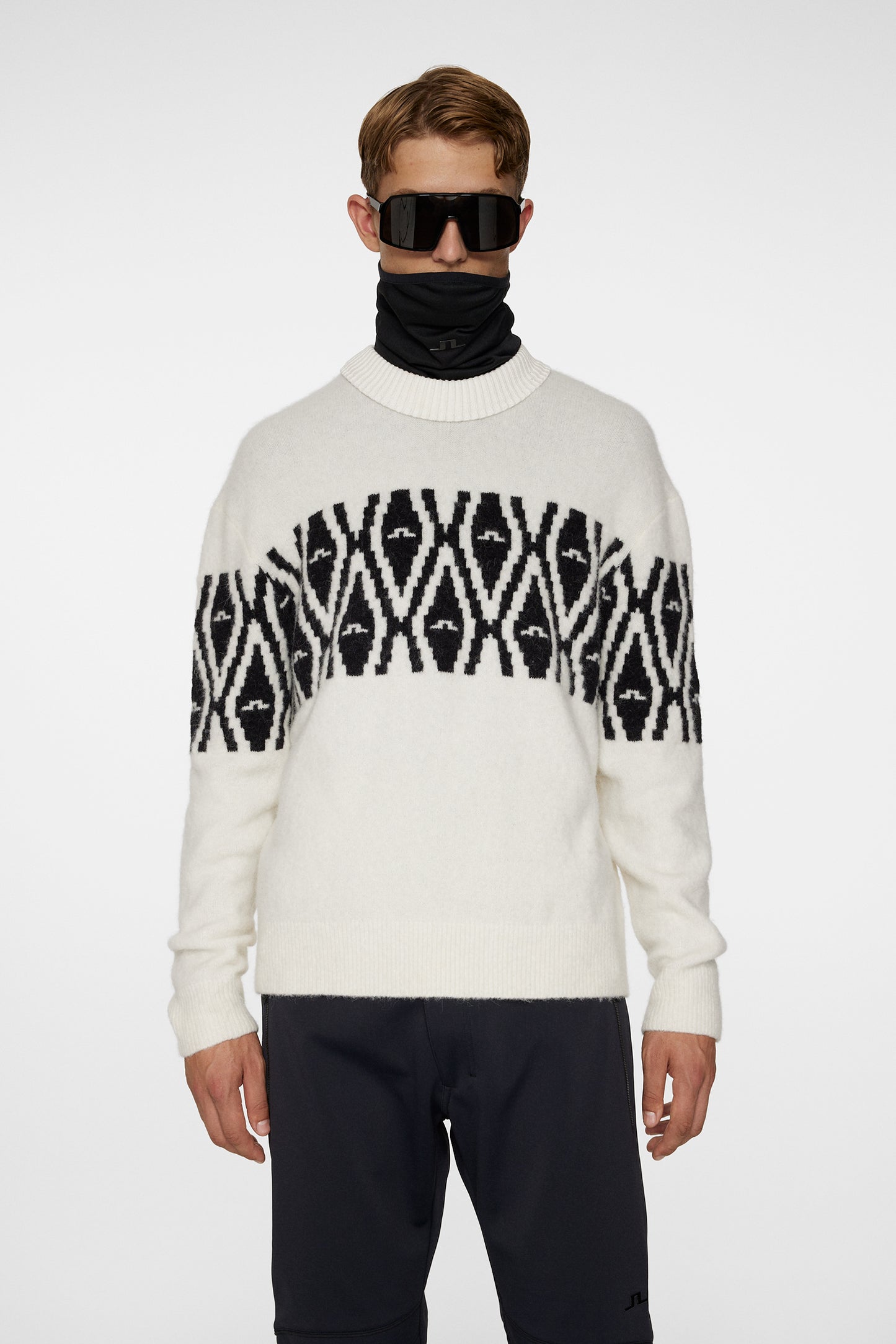 Jalen Jacquard Knitted Sweater in Whisper White by J.Lindeberg