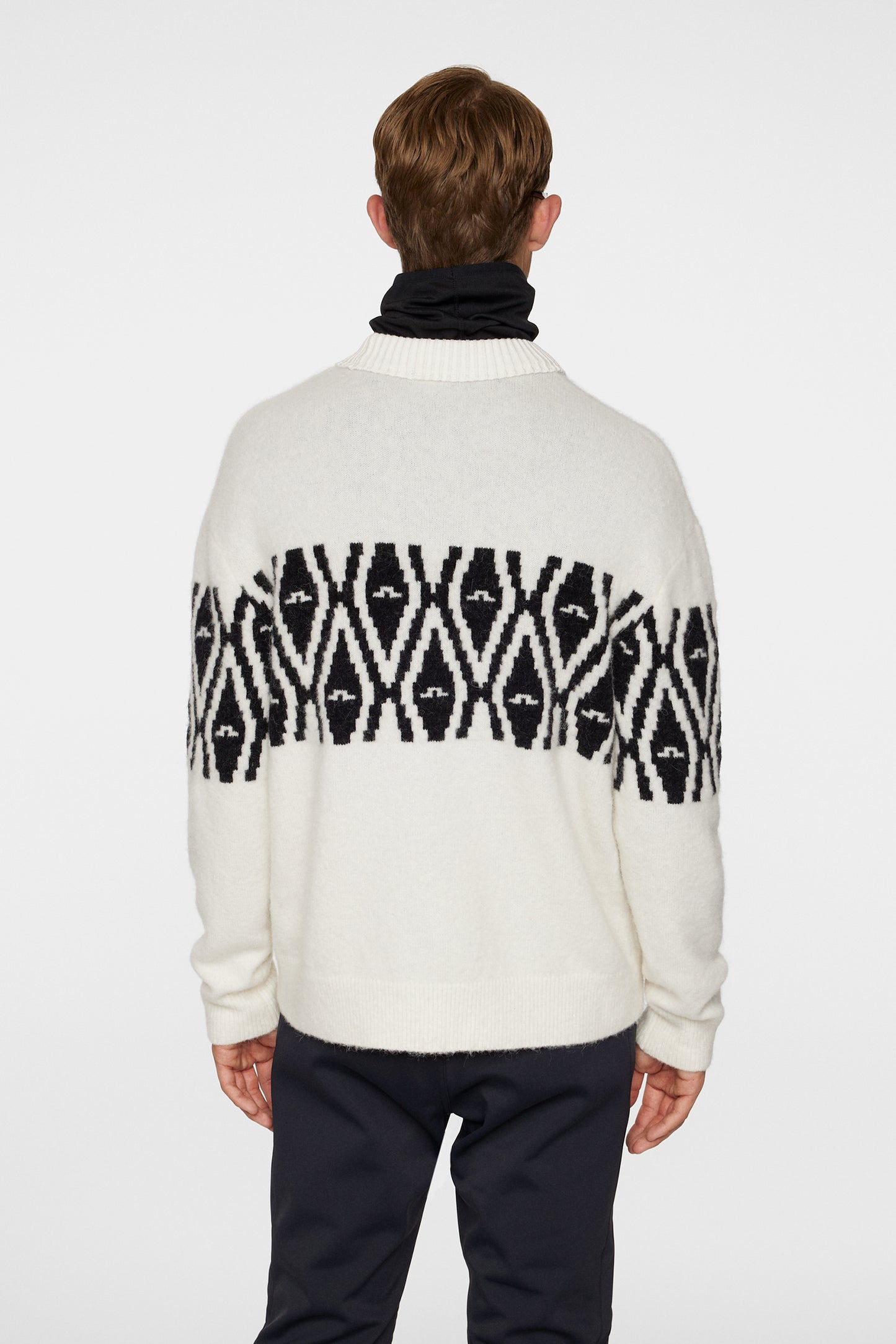 Jalen Jacquard Knitted Sweater in Whisper White by J.Lindeberg