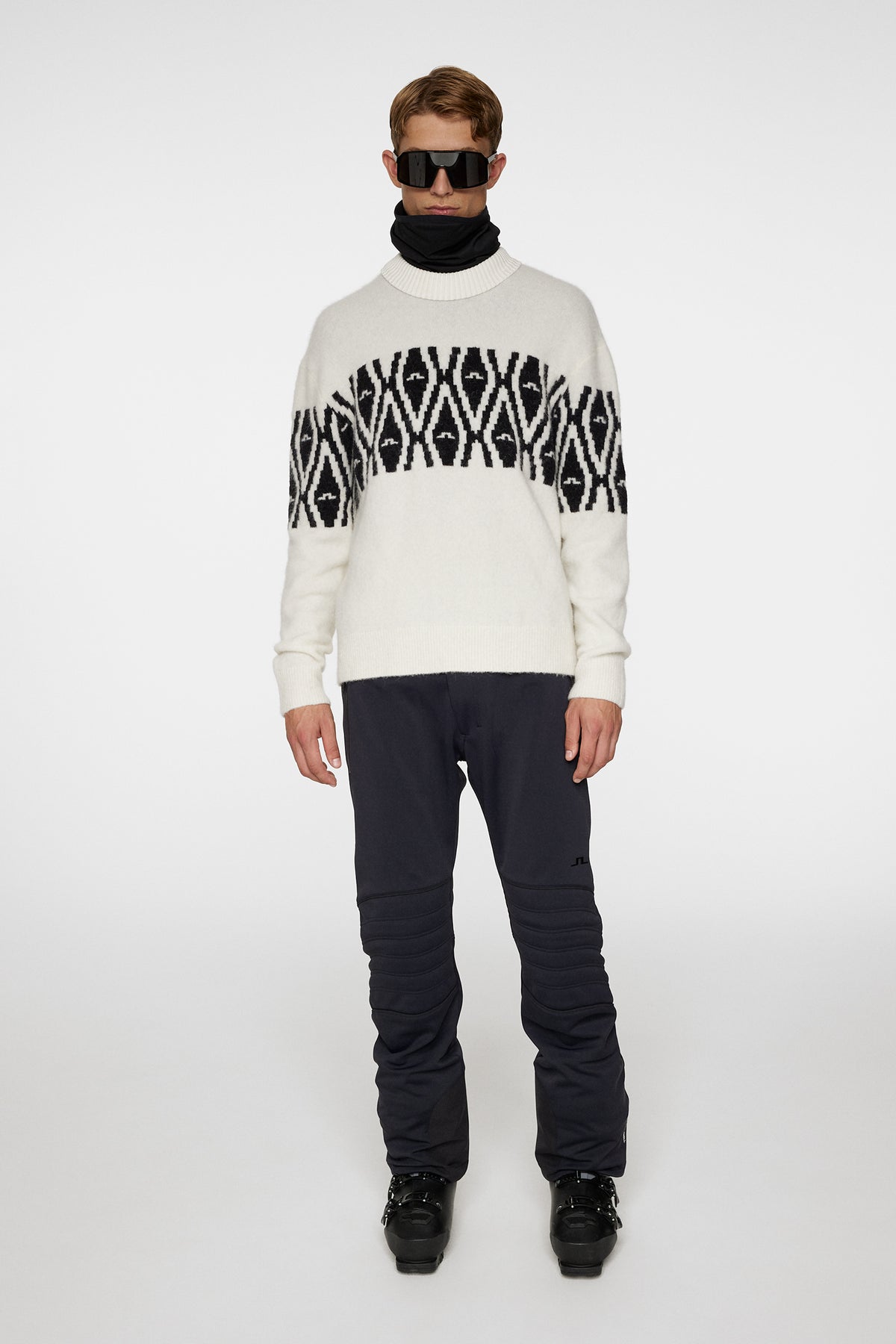 Jalen Jacquard Knitted Sweater in Whisper White by J.Lindeberg
