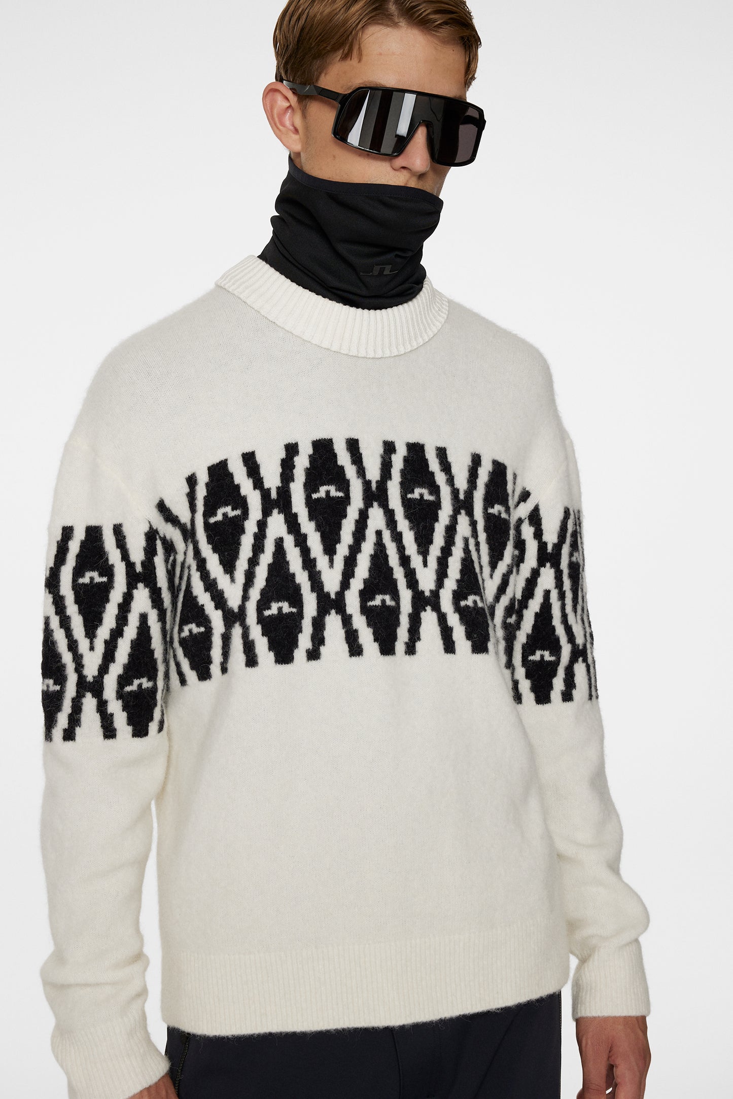 Jalen Jacquard Knitted Sweater in Whisper White by J.Lindeberg