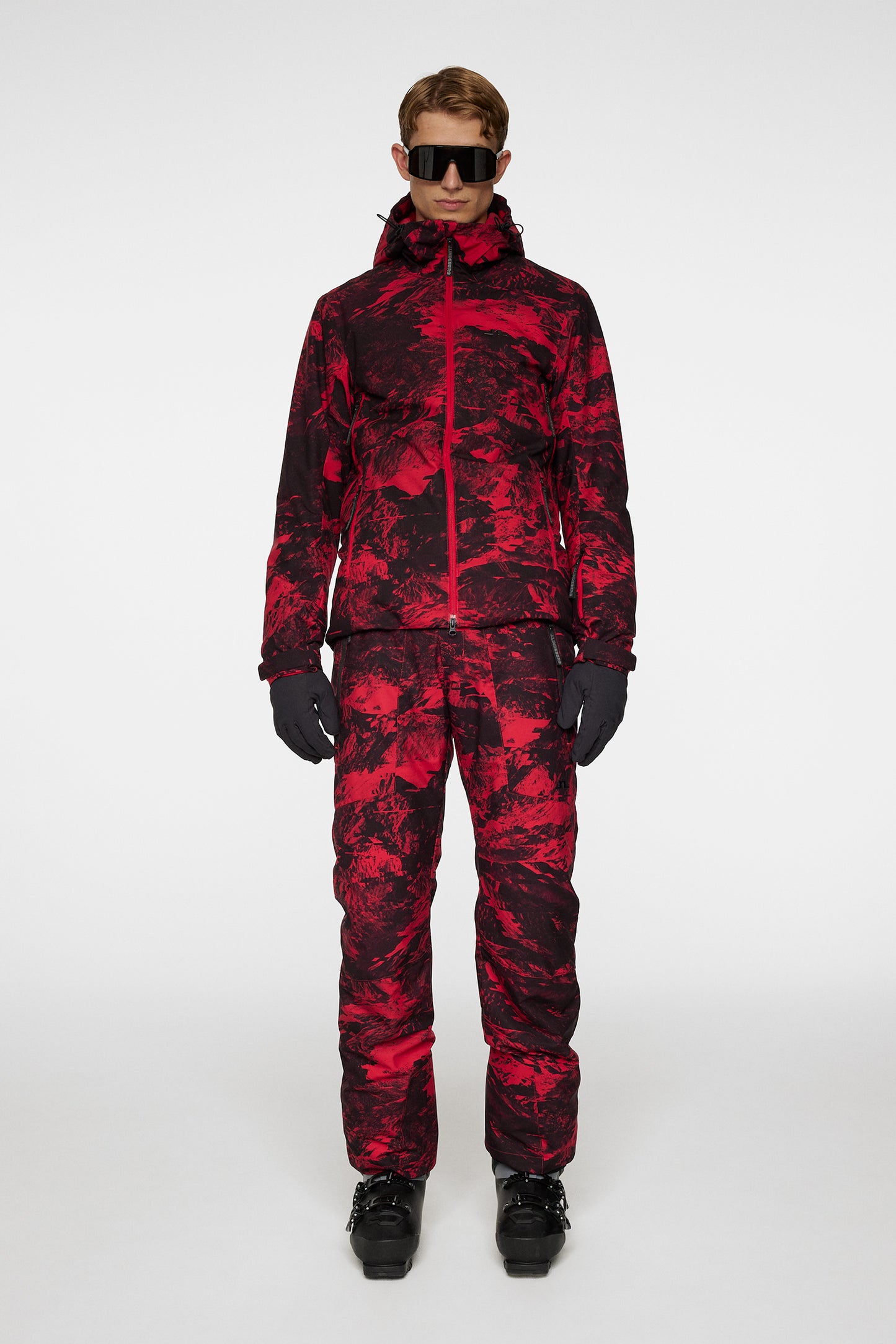 Ace Jacket Printed in Mountain Glitch Red by J.Lindeberg
