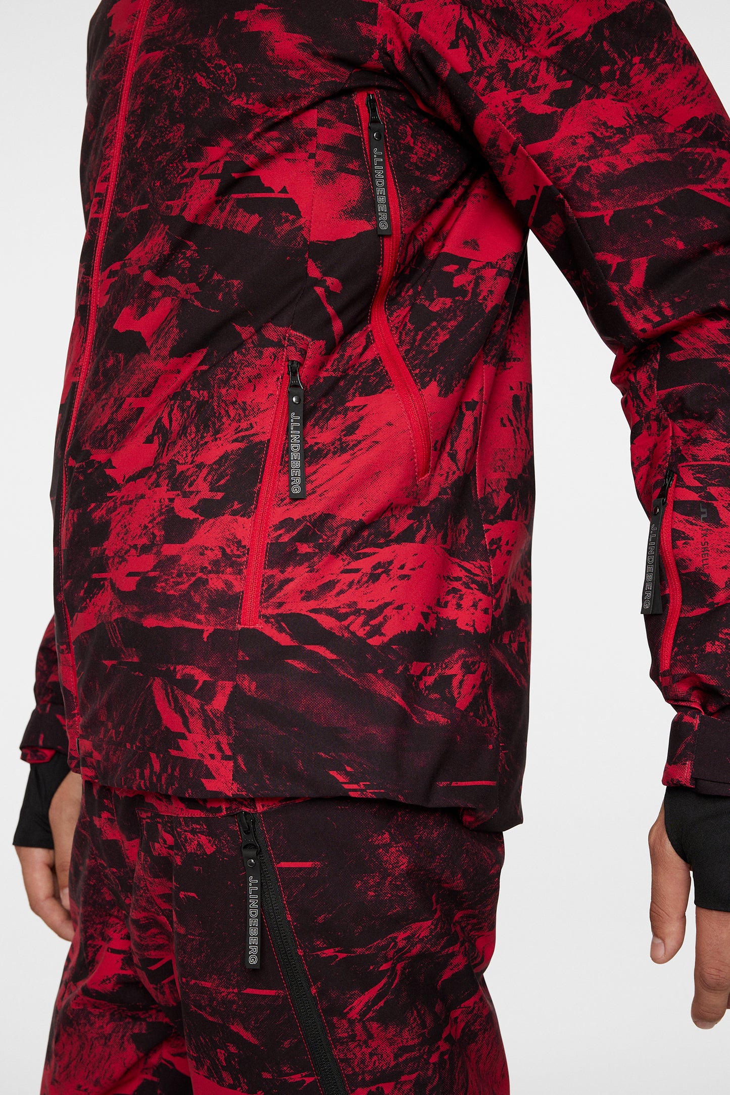 Ace Jacket Printed in Mountain Glitch Red by J.Lindeberg