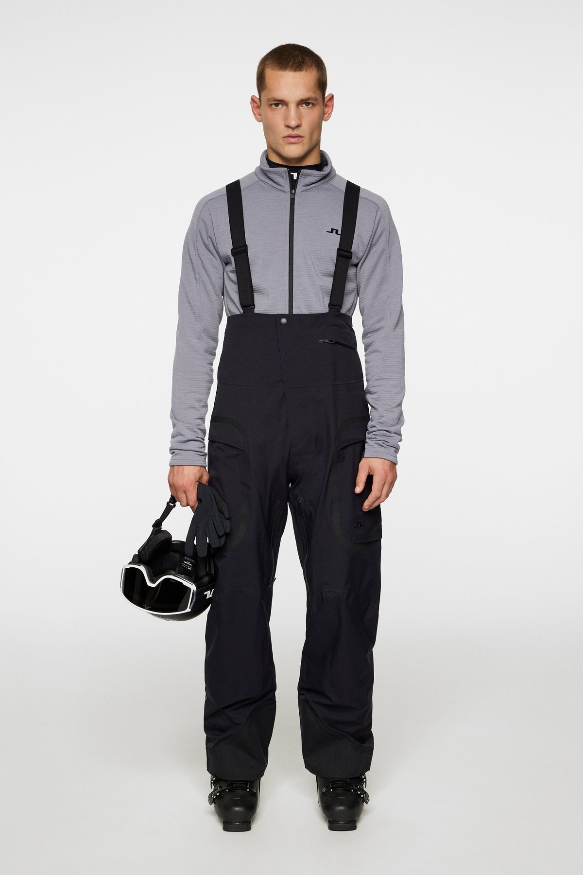 High Grounds Shell Bib Pants in Black by J.Lindeberg