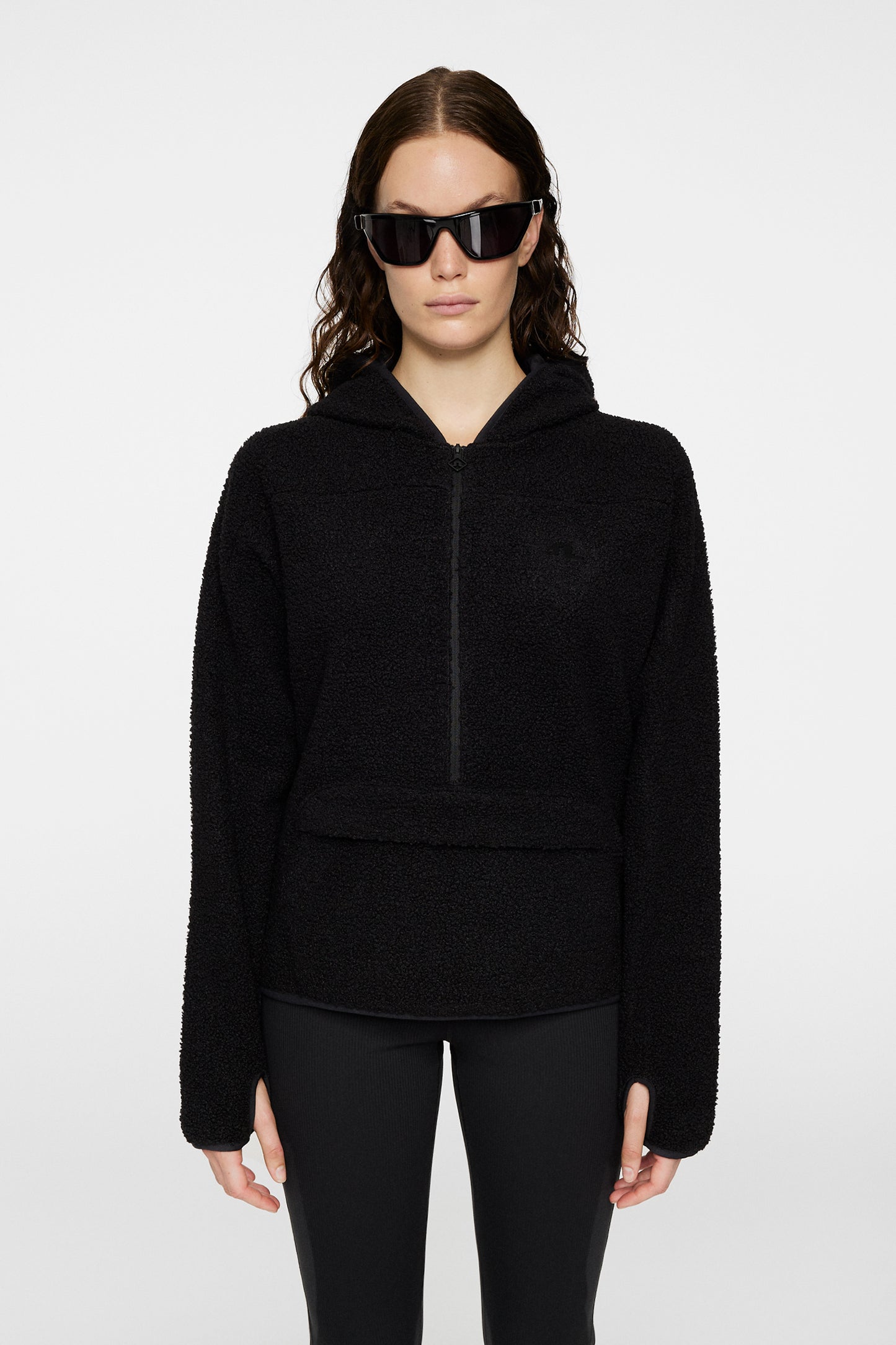 Delise Pile Hoodie in Black by J.Lindeberg