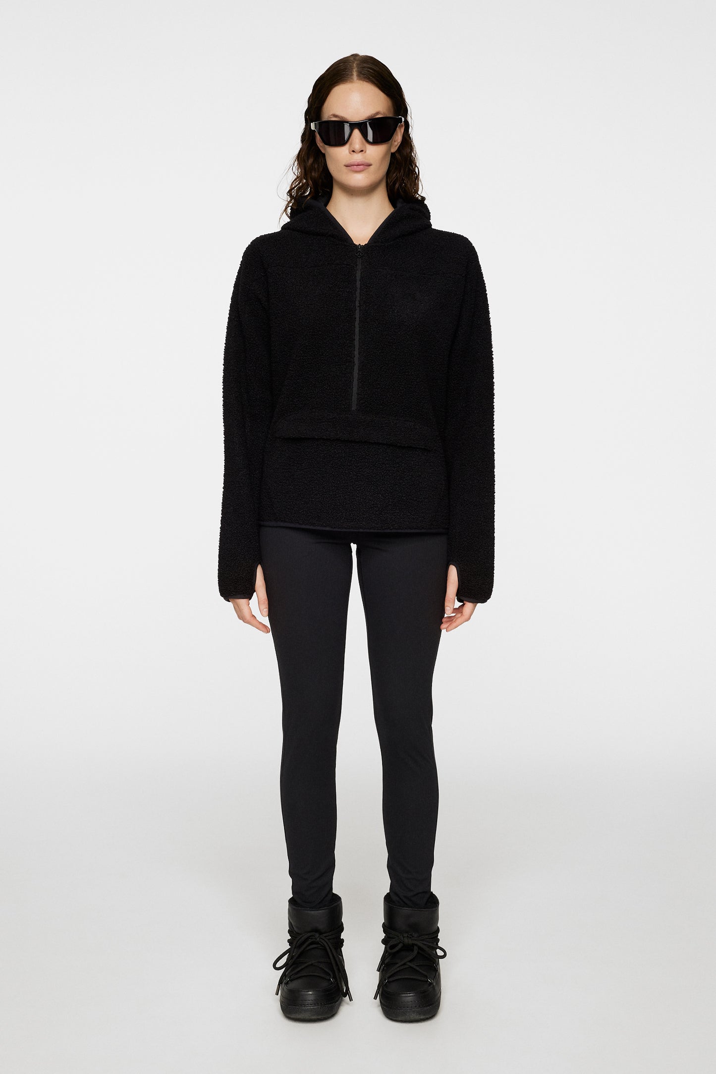 Delise Pile Hoodie in Black by J.Lindeberg