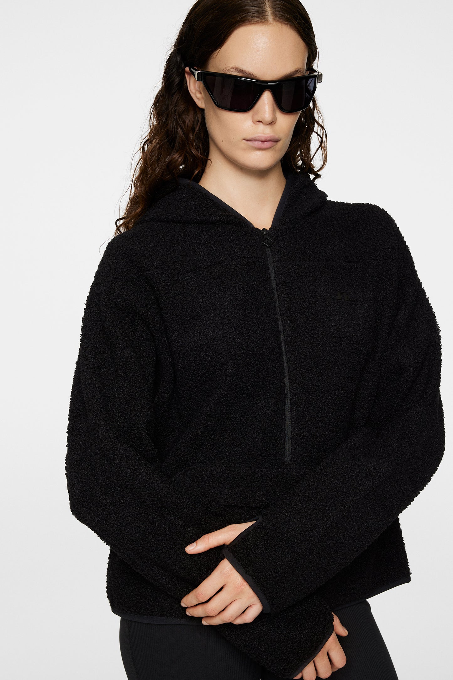 Delise Pile Hoodie in Black by J.Lindeberg