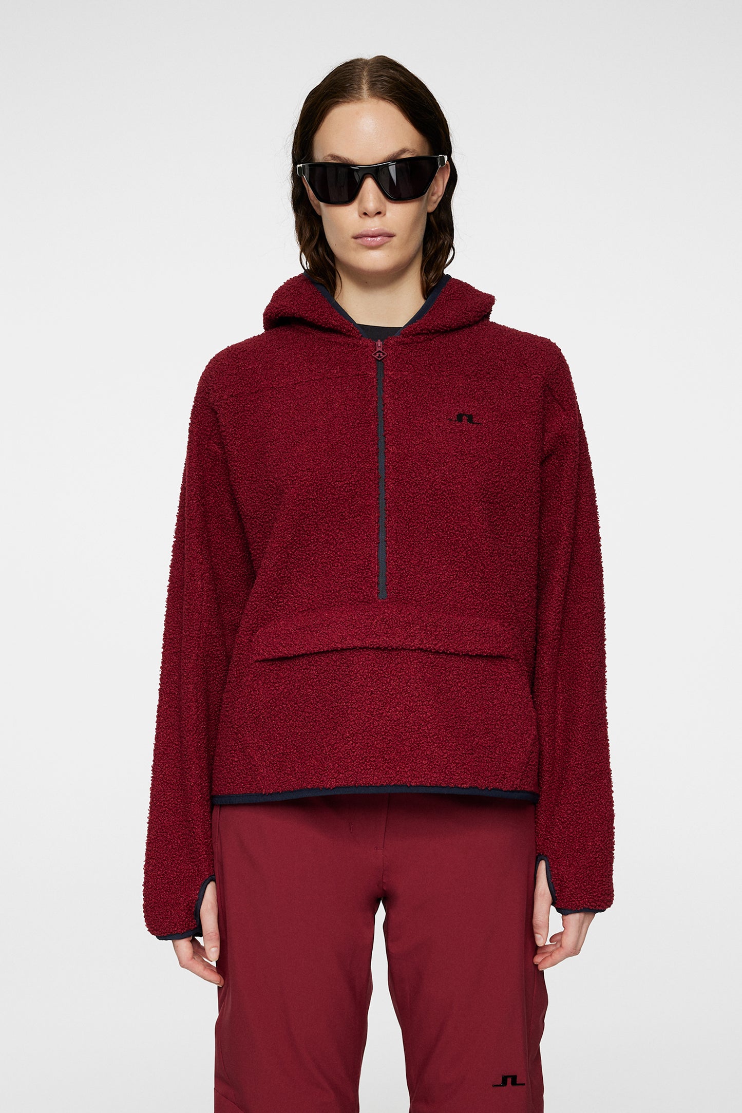 Delise Pile Hoodie in Cabernet by J.Lindeberg